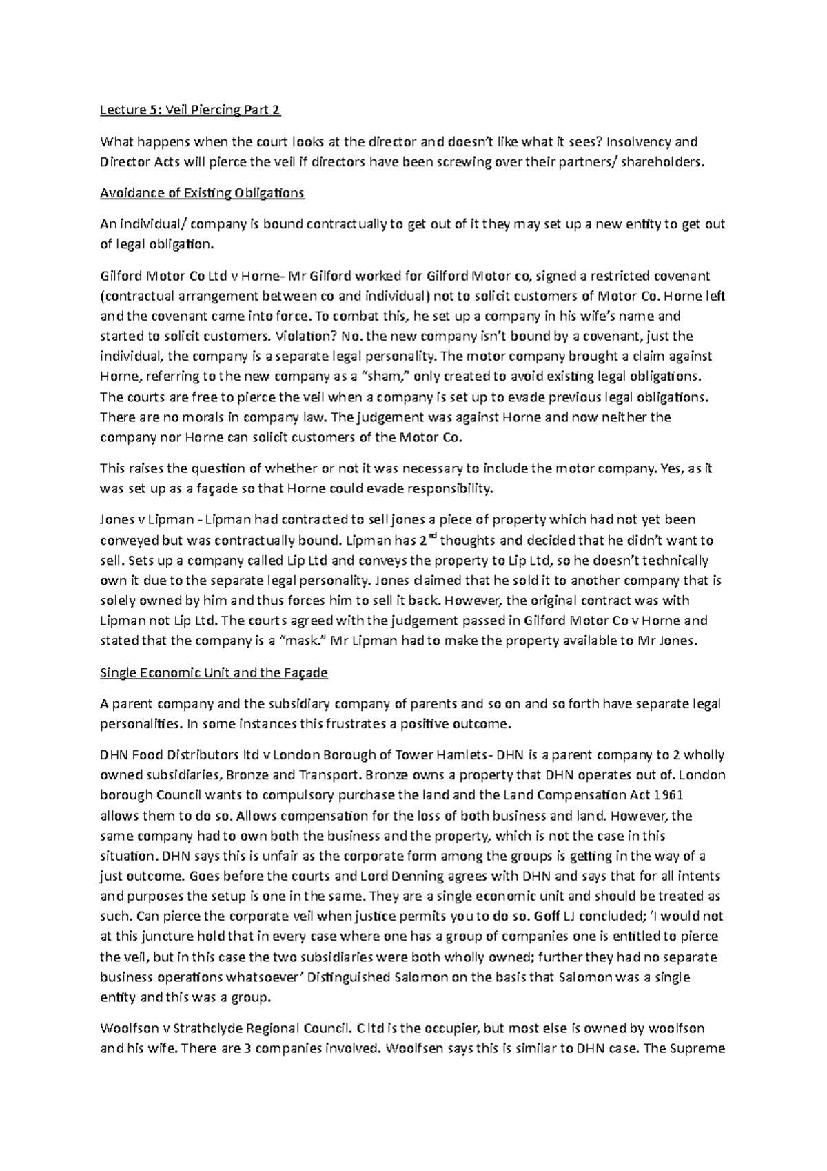 CL 5, Piercing the Veil 2 Lecture 5 Veil Piercing Part 2 What