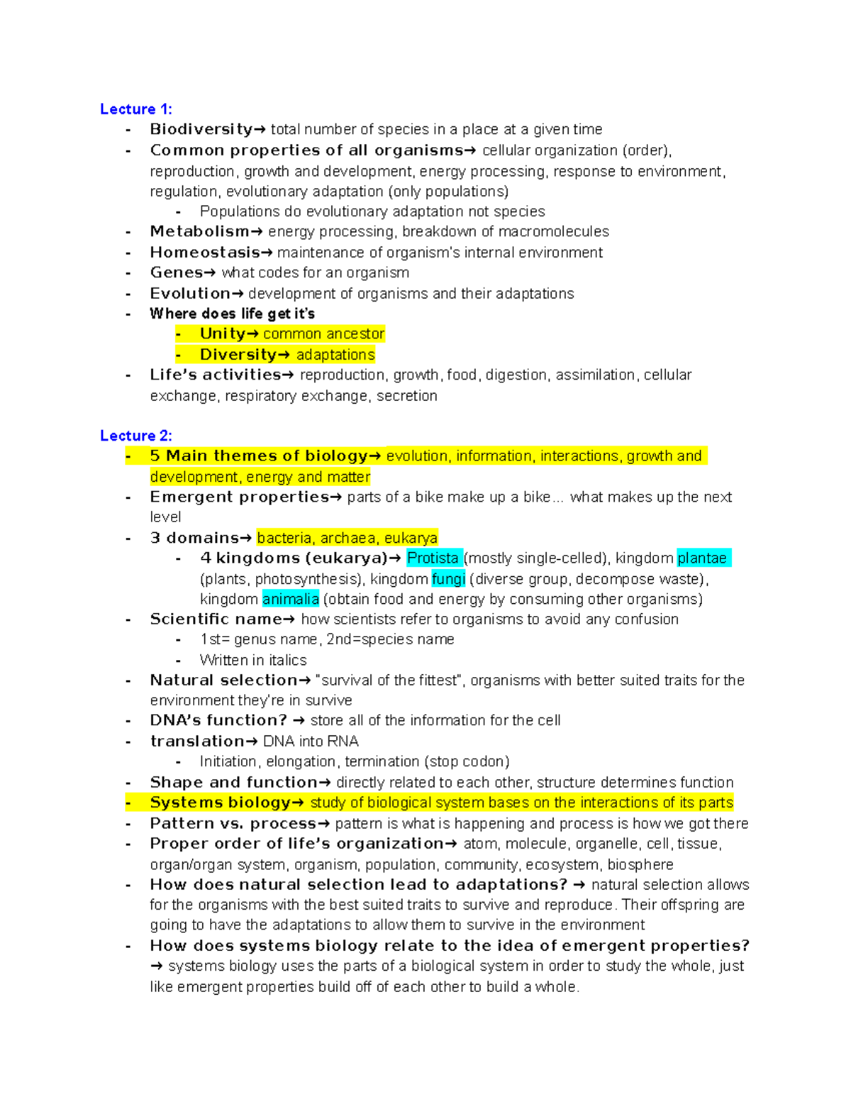 Unit 1 Lecture Notes - Biodiversity→ total number of species in a place ...