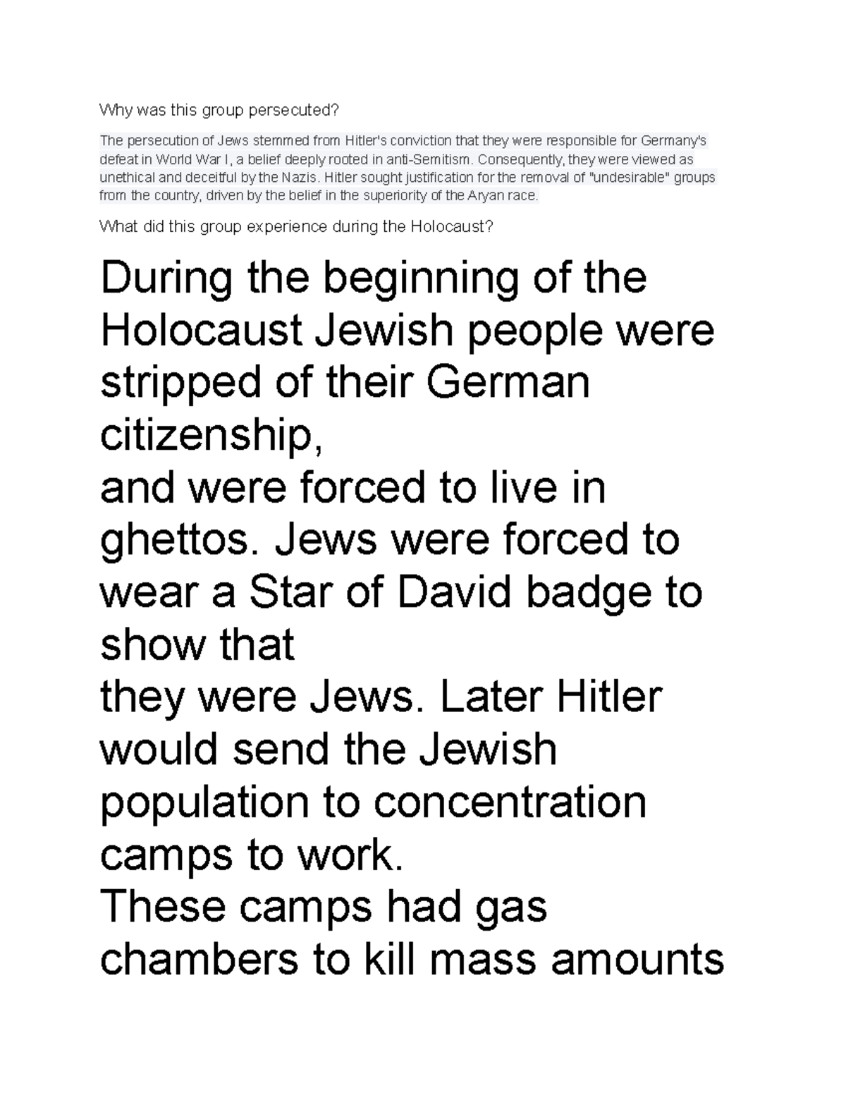 05.04 Holocaust - :)!!! - Why was this group persecuted? The ...