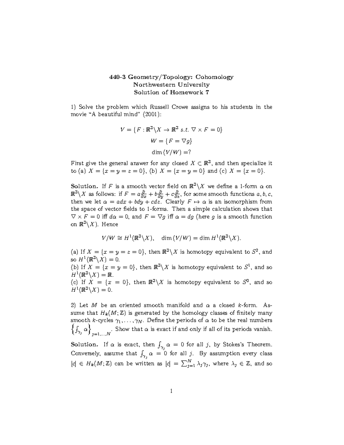 440 3 Geometry Topology Cohomology Homework 7 Solution Math 440 3 Studocu