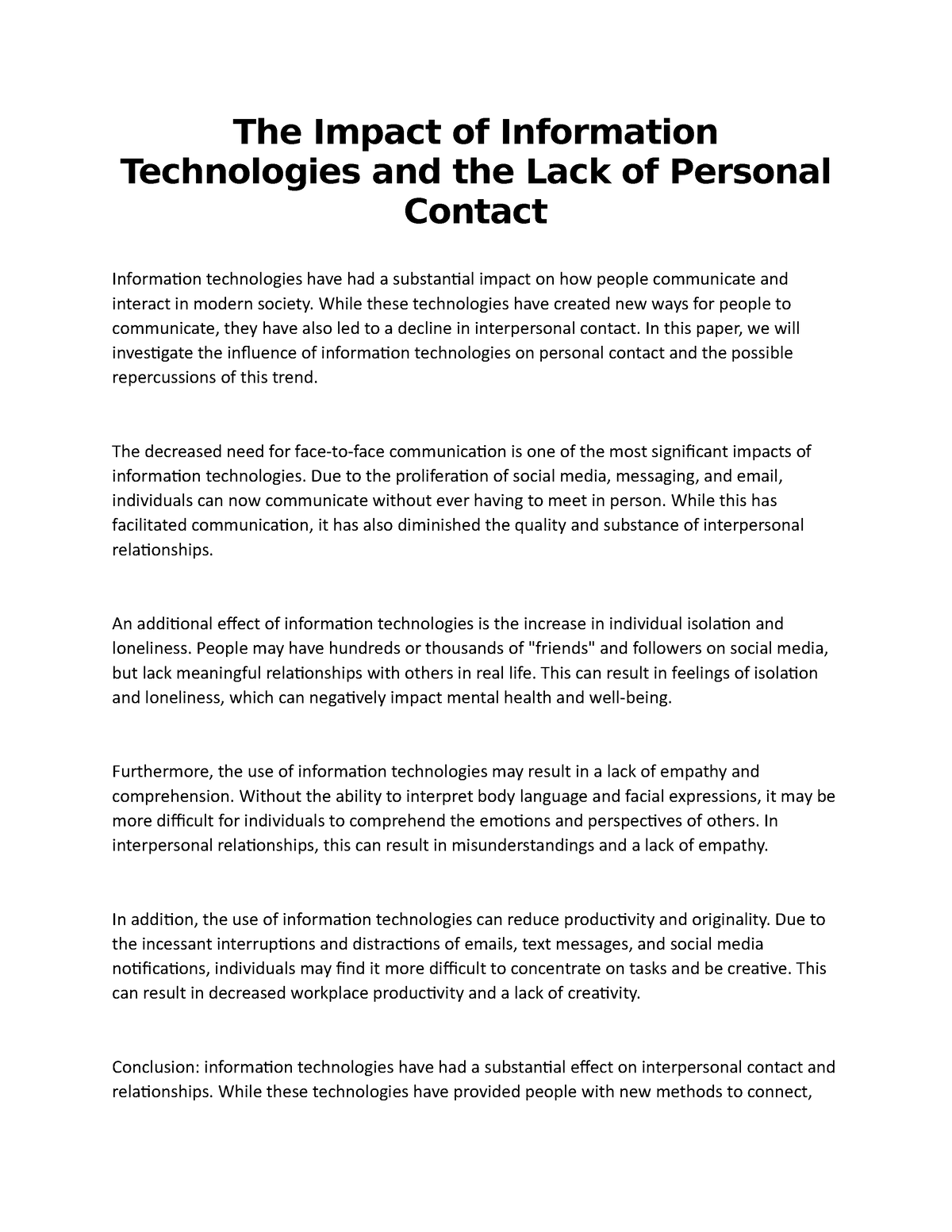 thesis on impact of information technology