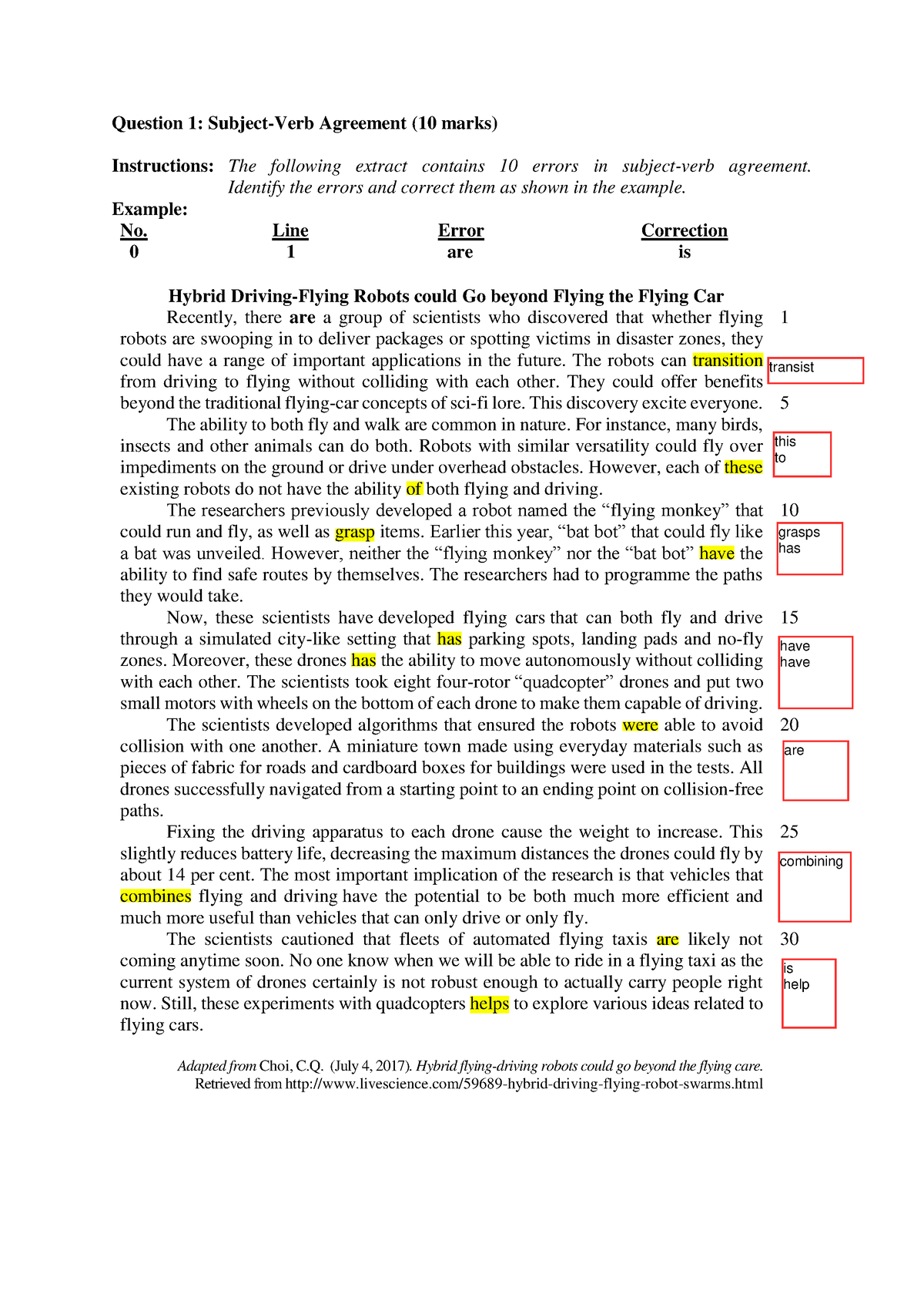 SVA Practice - hope this help - Question 1: Subject-Verb Agreement (10 ...