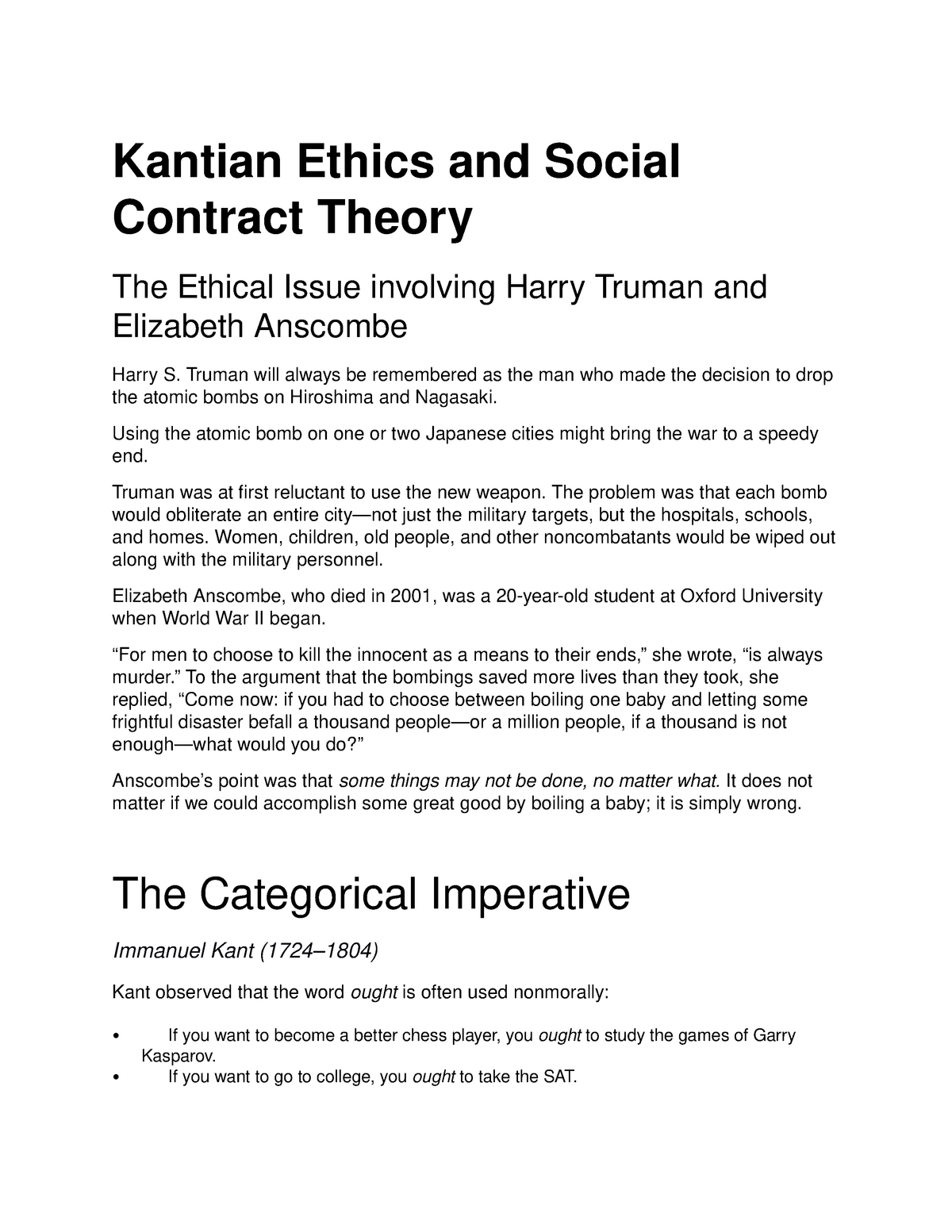 kantian theory case study