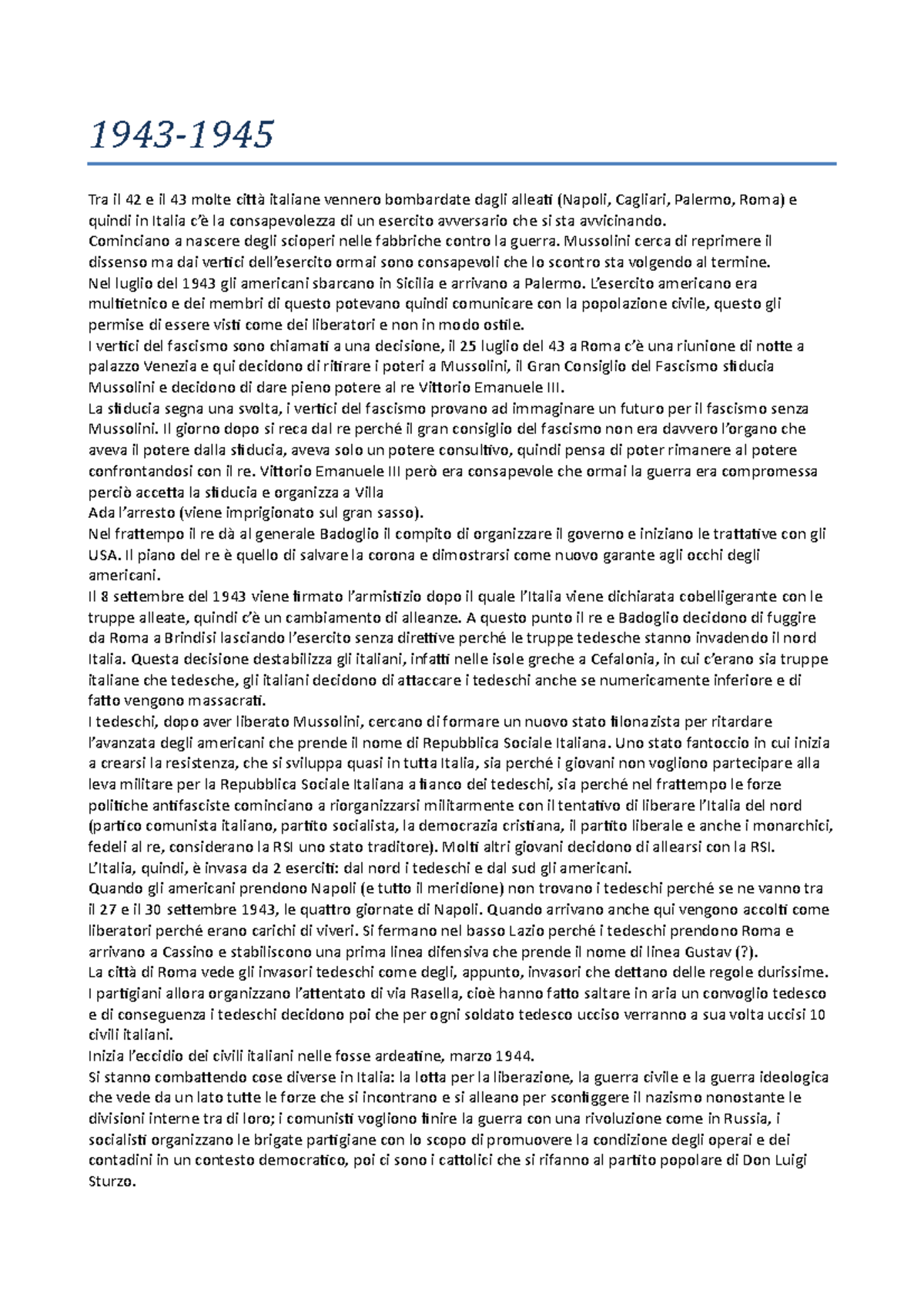 19431945 II guerra mondiale 1943 Tra il 42 e il 43 molte città