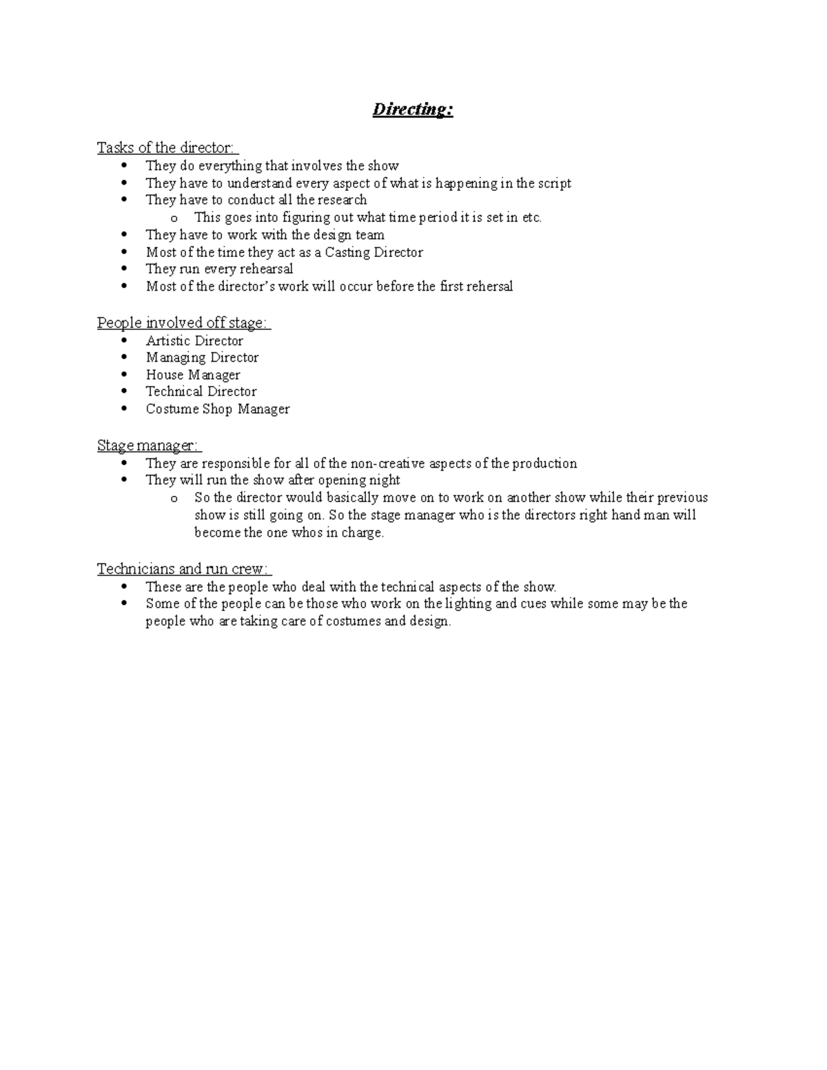 Directing - The Different Roles - Directing: Tasks of the director ...