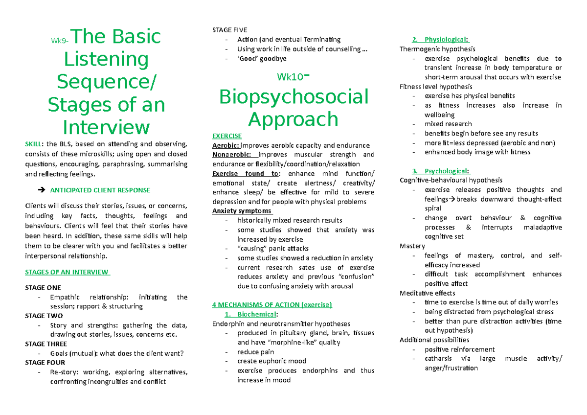 9 The Basic Listening Sequence And Stages Of An Interview And