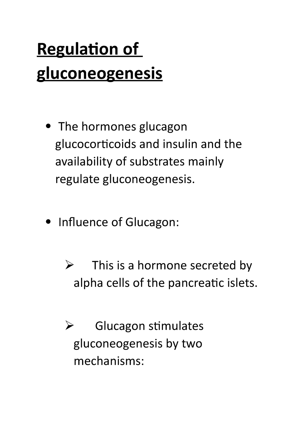 Regulation of Gluconeogenesis - Regulation of gluconeogenesis The ...