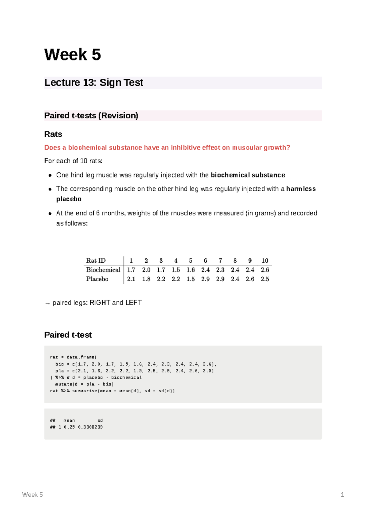 Sign test - Lecture materials and supplementary descriptions for the ...