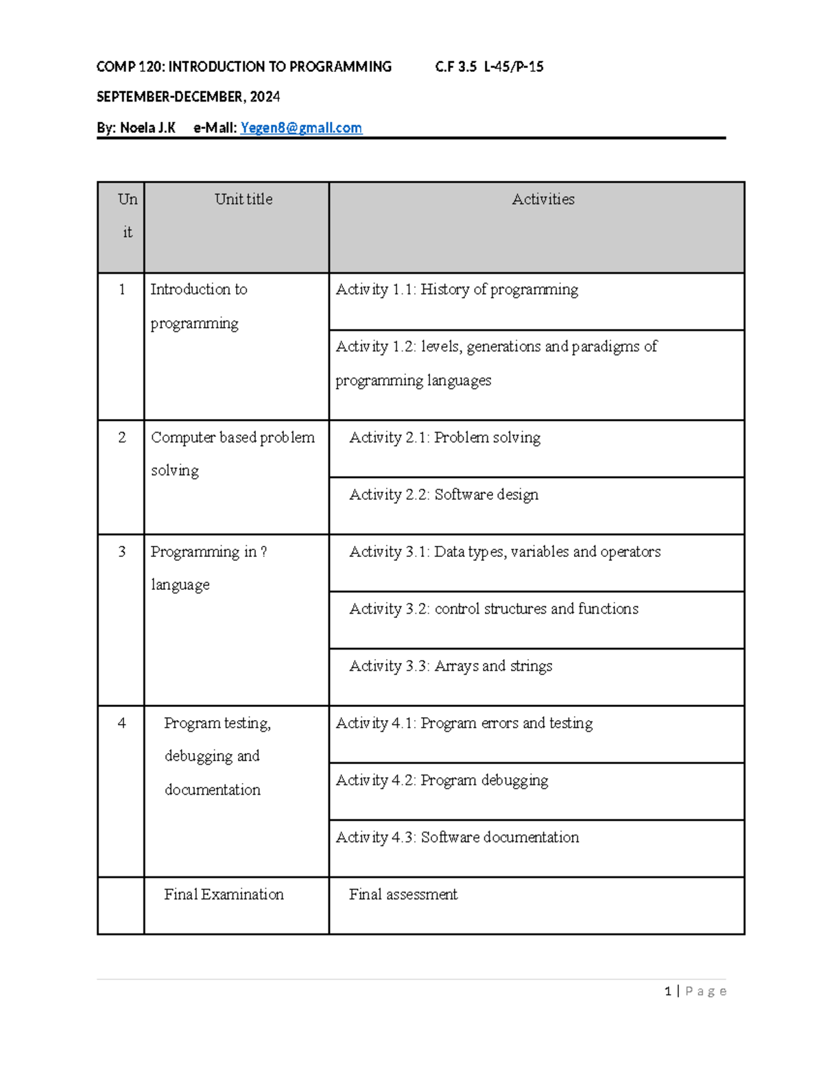 Comp120Outline - I need this notes in order to study in My course and ...
