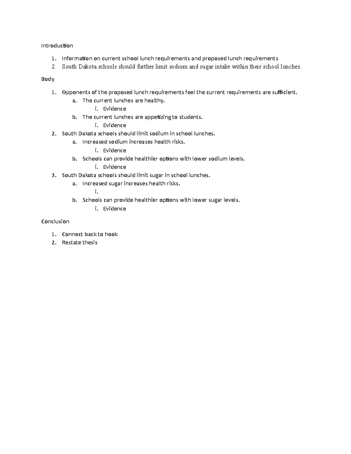 Example Argumentative Outline updated - Introduction Information on ...