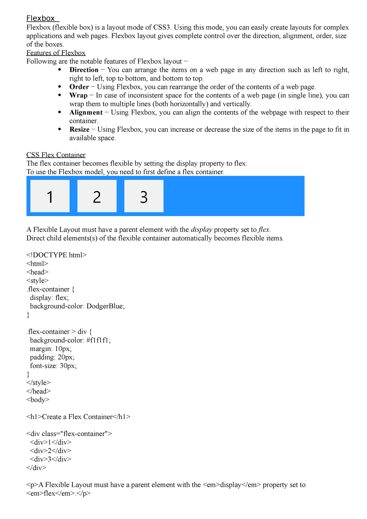 MC4201 Full Stack Unit I Missed Topics - Flexbox Flexbox (flexible Box ...