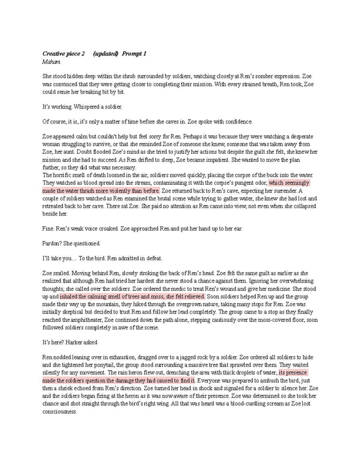 English folio 2 (updated) Creative piece 2 (updated) Prompt 1 Maham She stood hidden deep