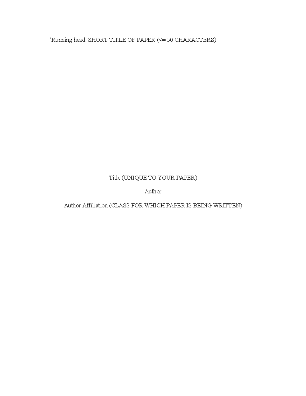 APA Paper Template (1) - Tutorial on how to write an essay in APA ...