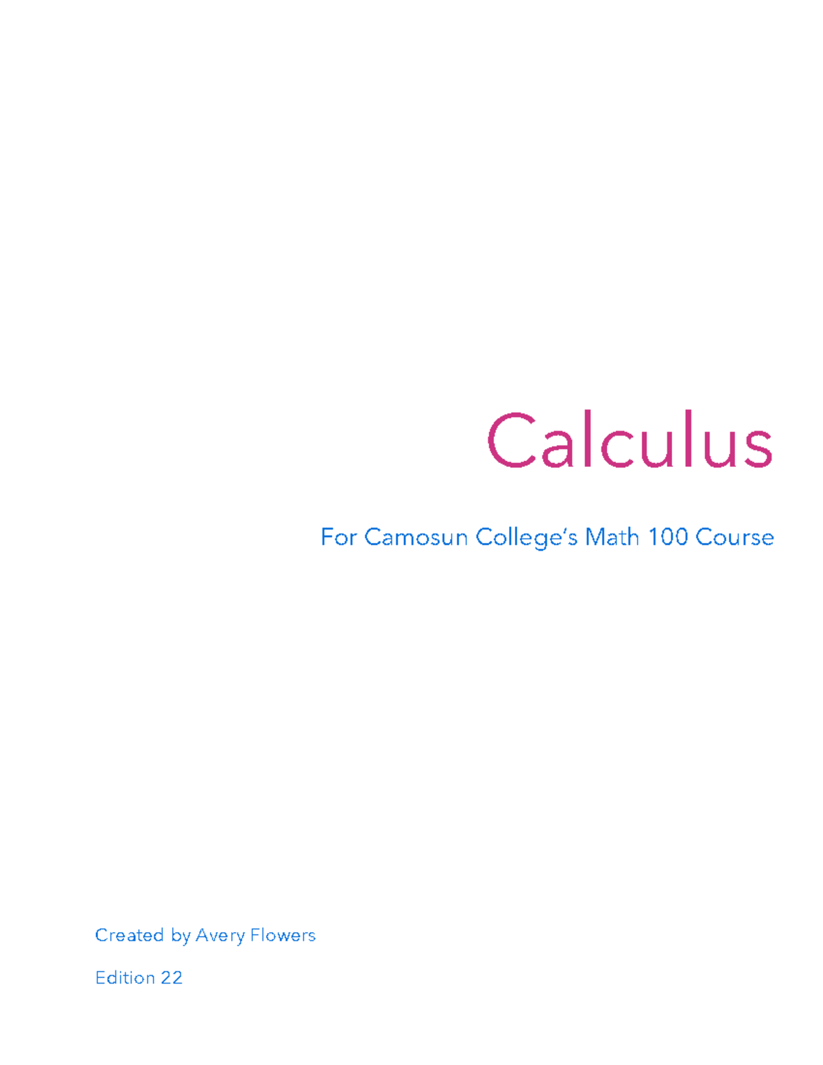 A23-100 - Notes - Chapter 0 - Calculus For Camosun College’s Math 100 ...