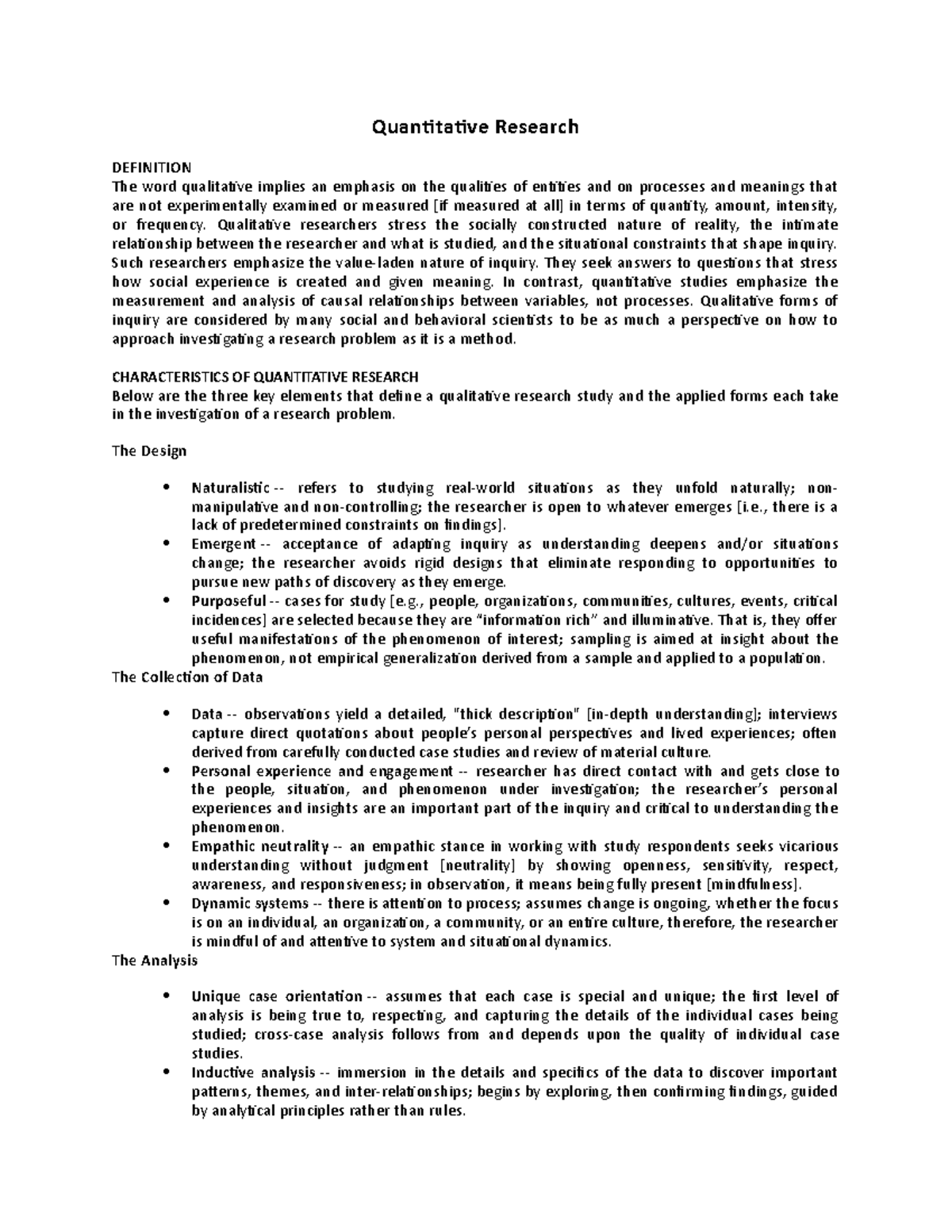 Quantitative Research Document Quantitative Research DEFINITION The 