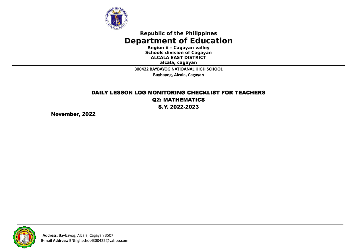 Official Header Bhbnklgvu Republic Of The Philippines Department Of Education Region Ii 2879