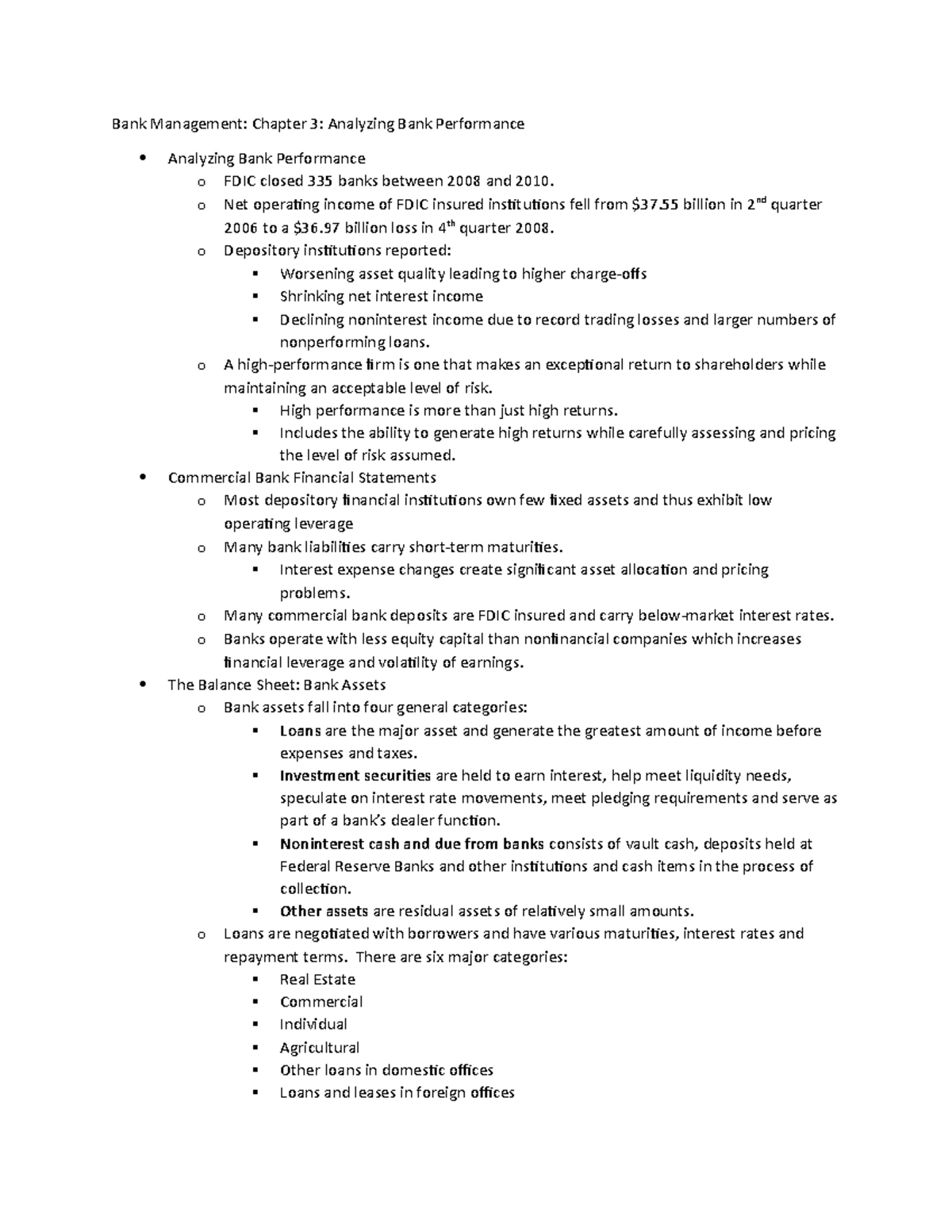 Document 2 - Lecture notes 3 - Bank Management: Chapter 3: Analyzing ...