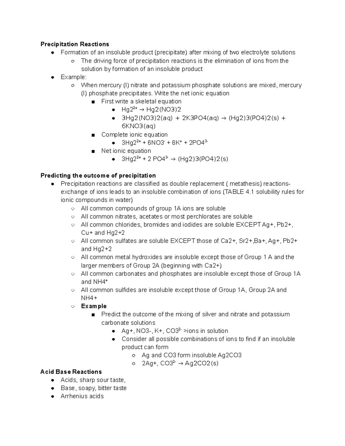 Chem 9 25 17 - Lecture notes 14 - Precipitation Reactions Formation of ...