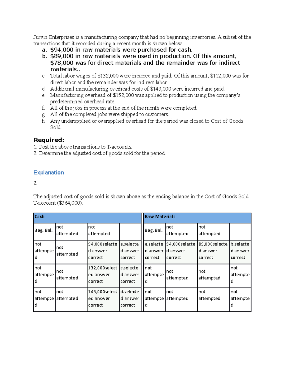 Hwch Connect Homework Jurvin Enterprises Is A Manufacturing Company That Had No Beginning