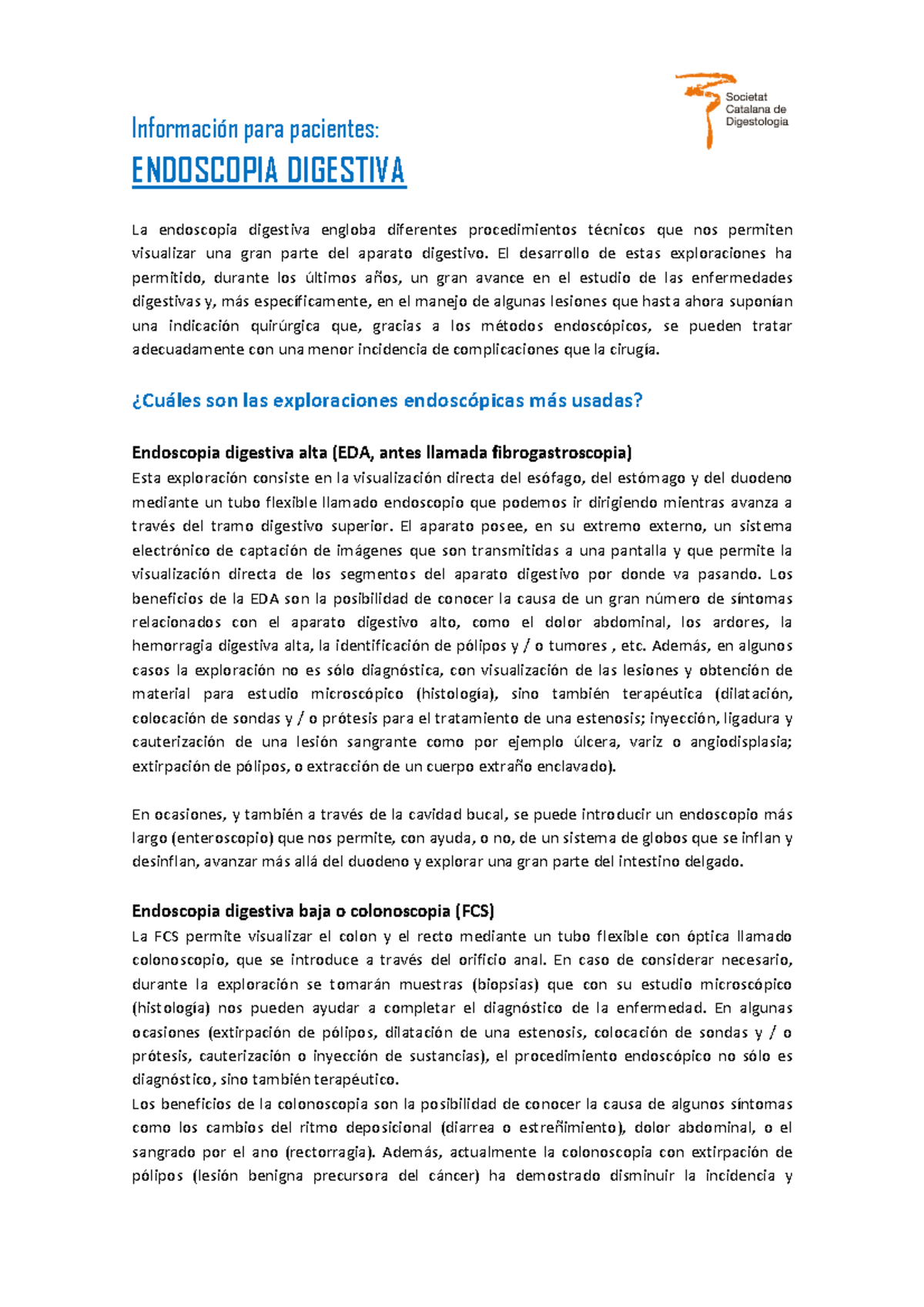 Endoscopia digestiva es - Información para pacientes: ENDOSCOPIA ...