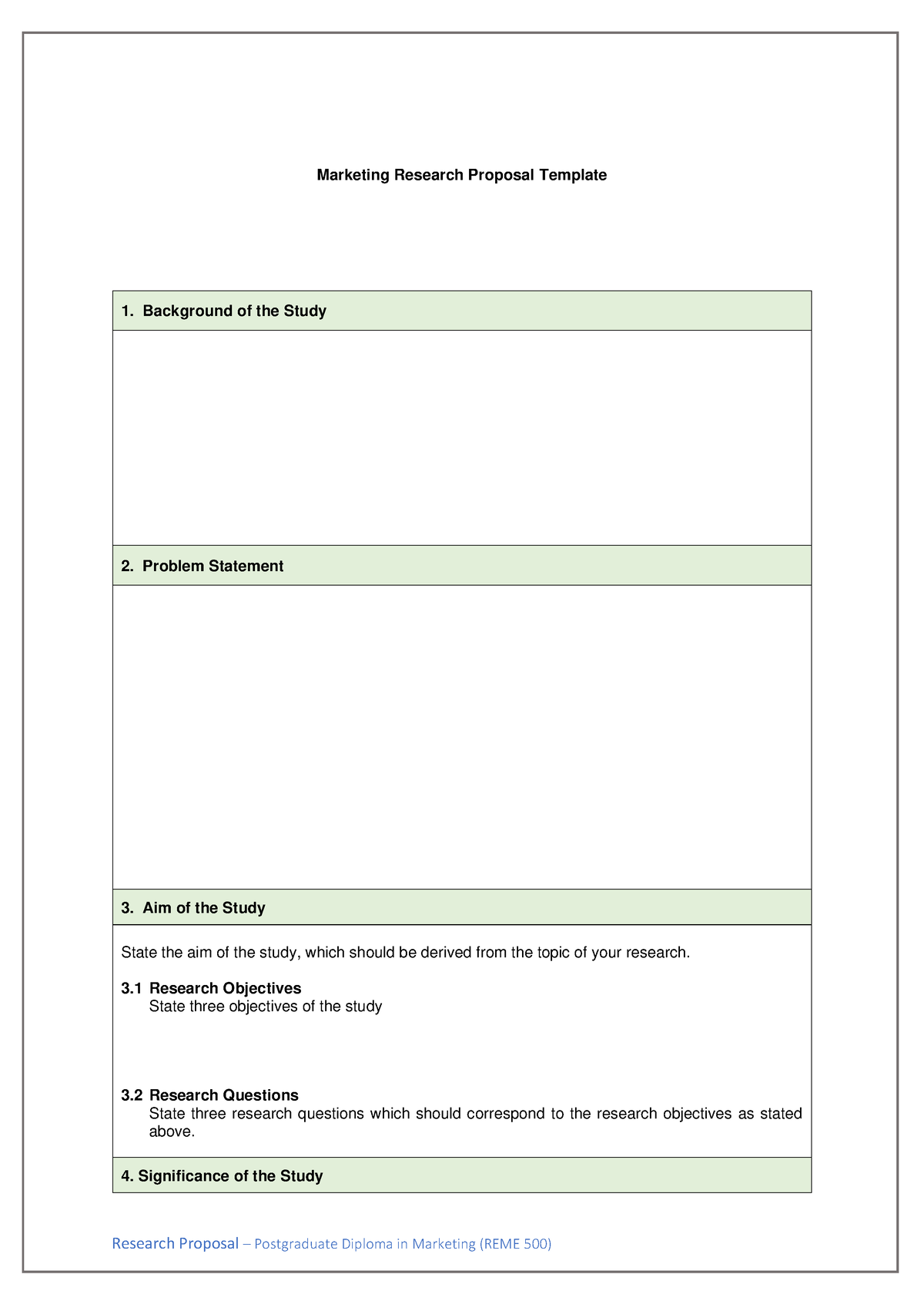 marketing research proposal title examples