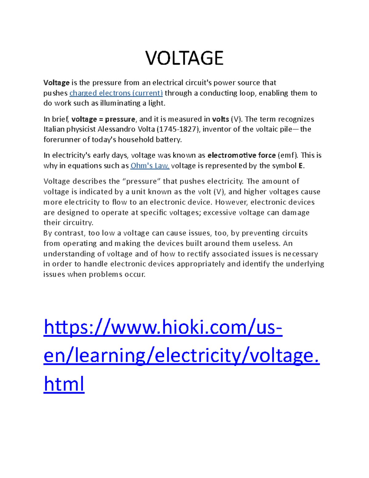 Voltagestud - Voltage description with definitions of potential ...