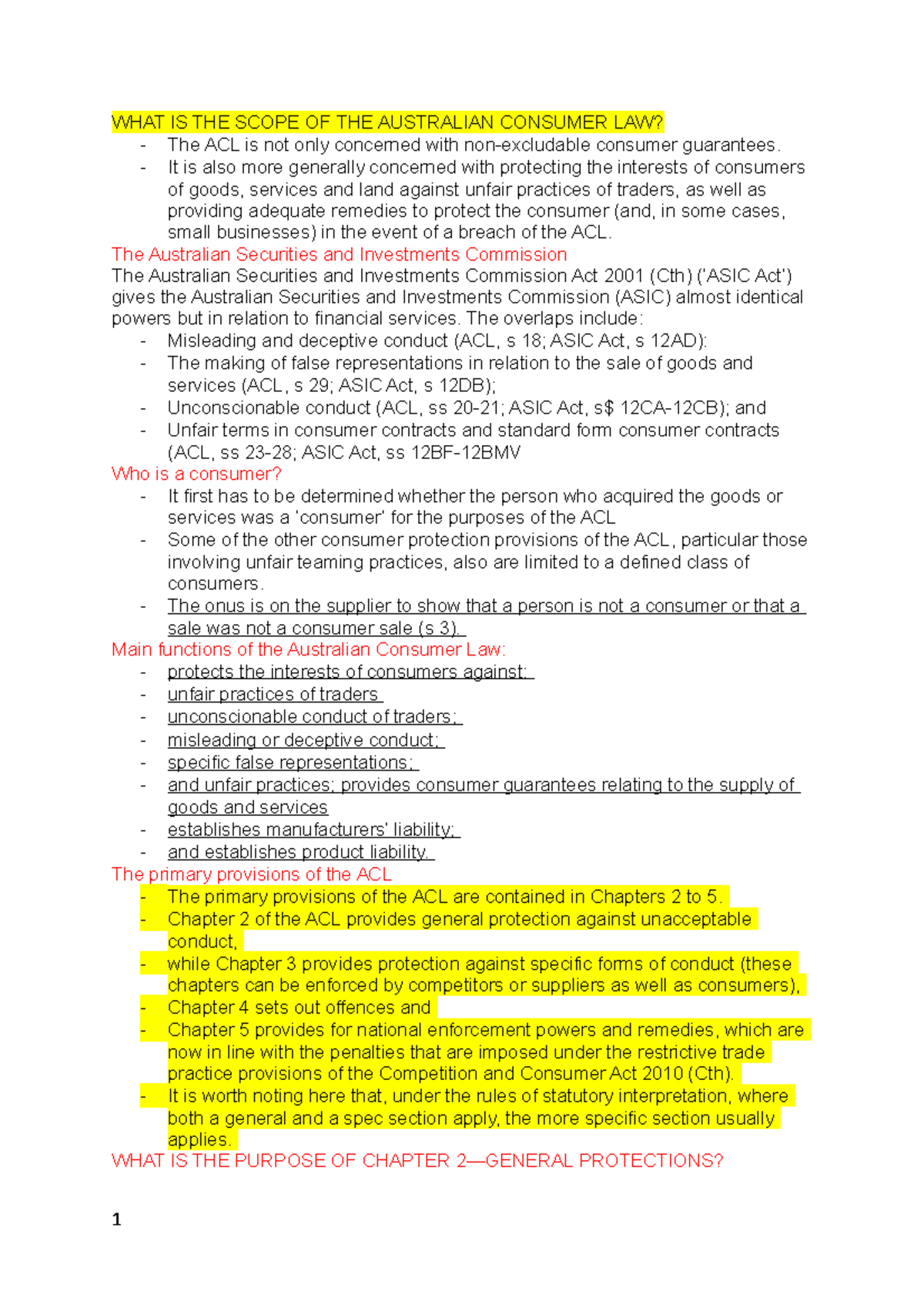 Consumer Law WHAT IS THE SCOPE OF THE AUSTRALIAN CONSUMER LAW The 