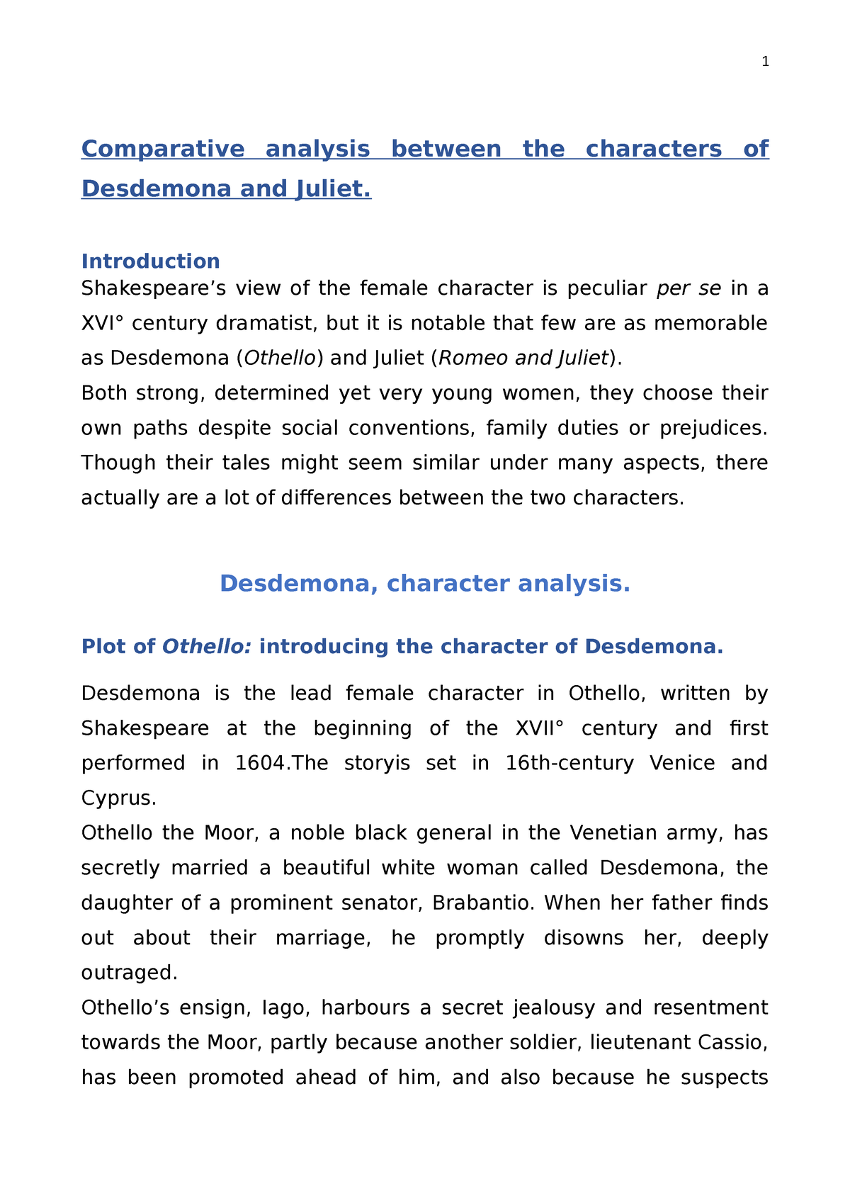  Desdemona character analysis Othello Desdemona 20221011