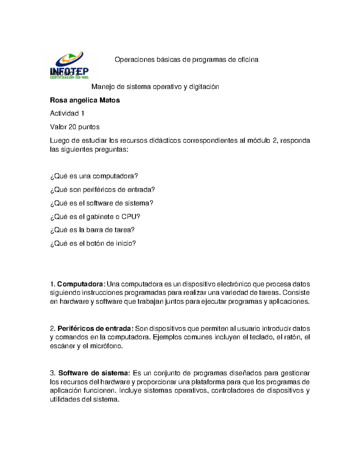 Actividad 1 - Modulo 2 OBPO - Operaciones Básicas De Programas De ...