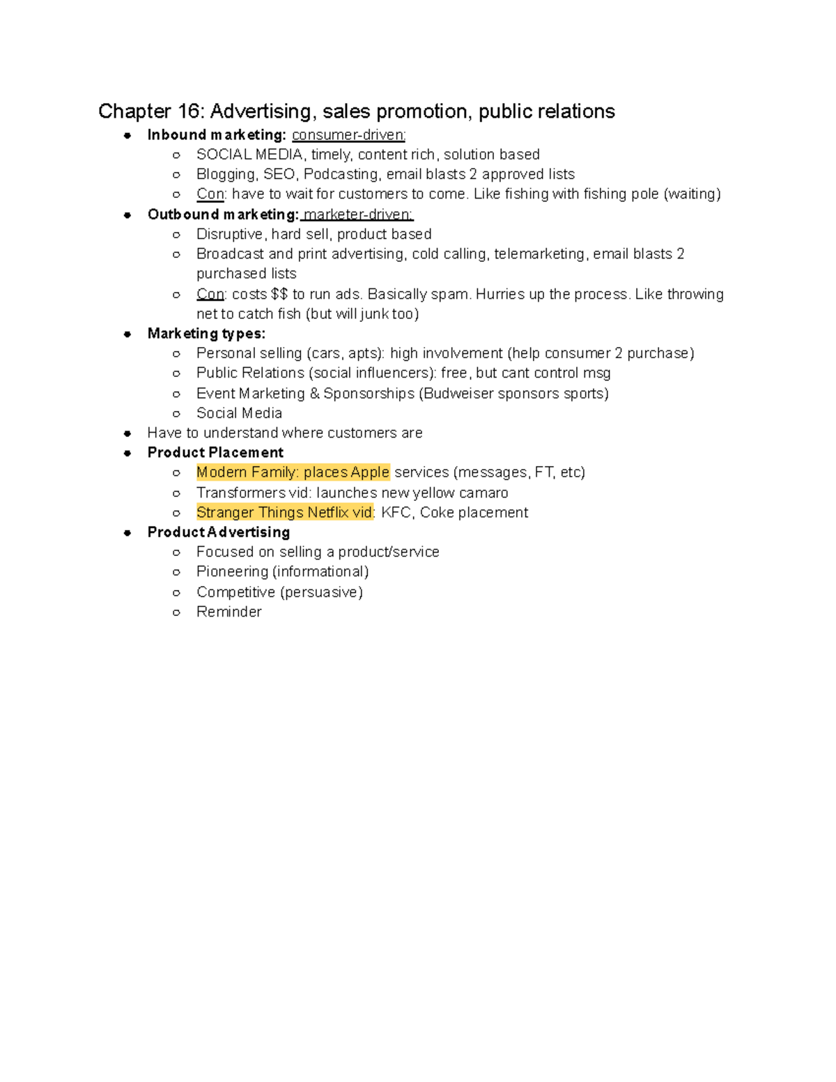 Marketing notes 7 - Chapter 16: Advertising, sales promotion, public ...
