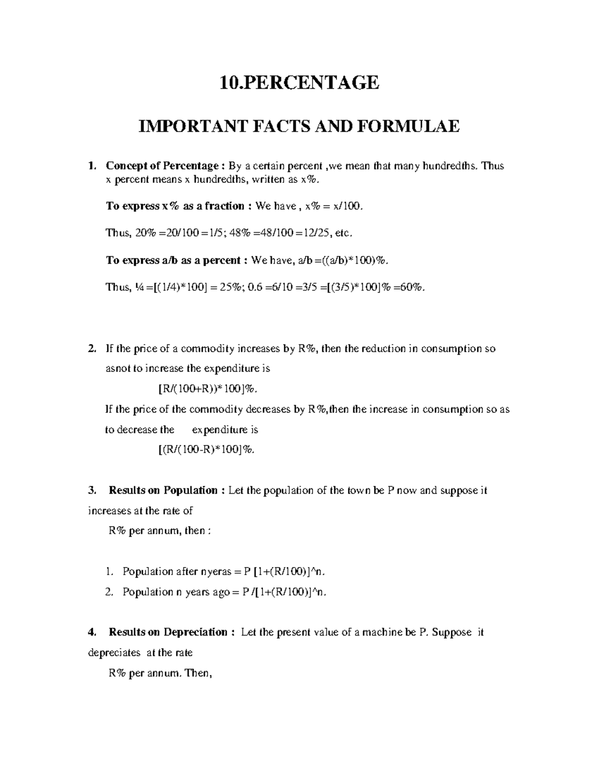 Important formulas of percentage and profit and loss - 10 IMPORTANT ...