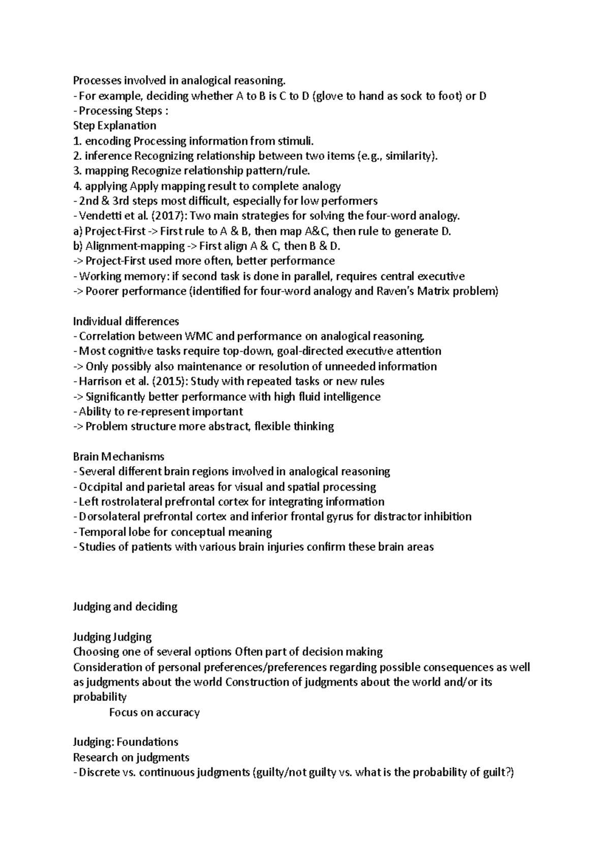 Processes involved in analogical reasoning - For example, deciding ...