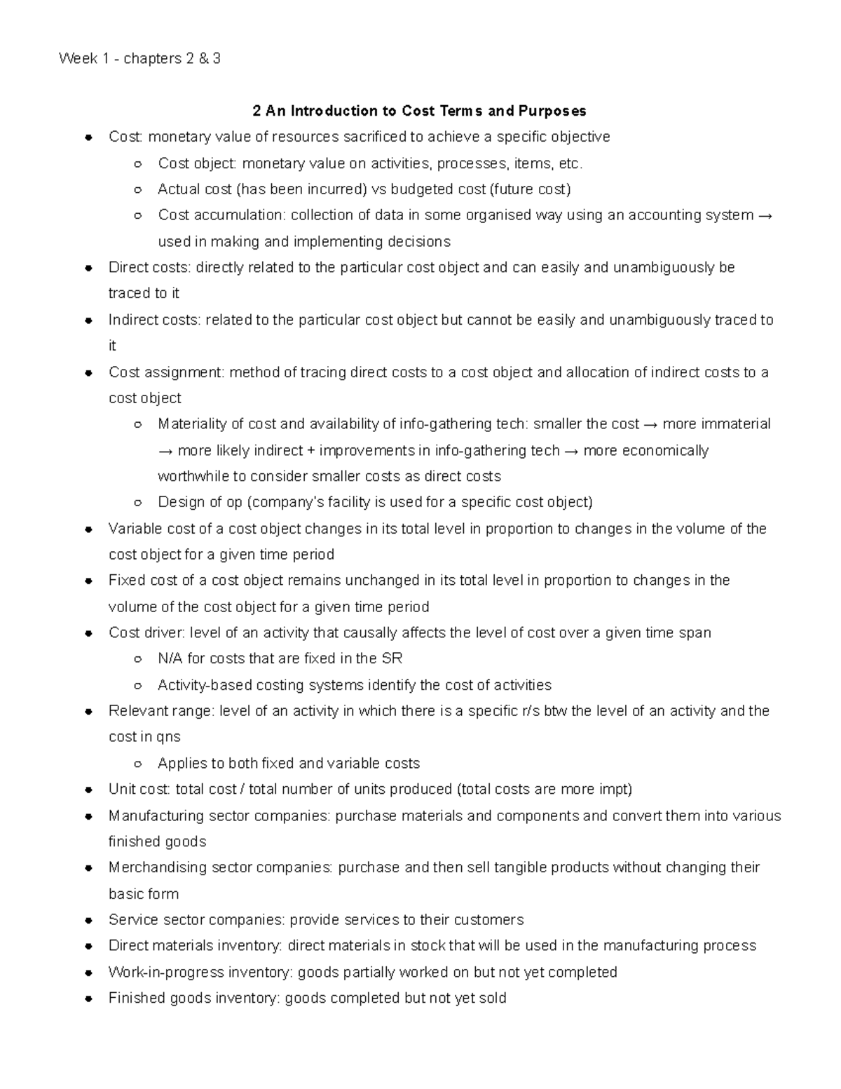 Chapter 2 and 3 notes accounting - Week 1 - chapters 2 & 3 2 An ...