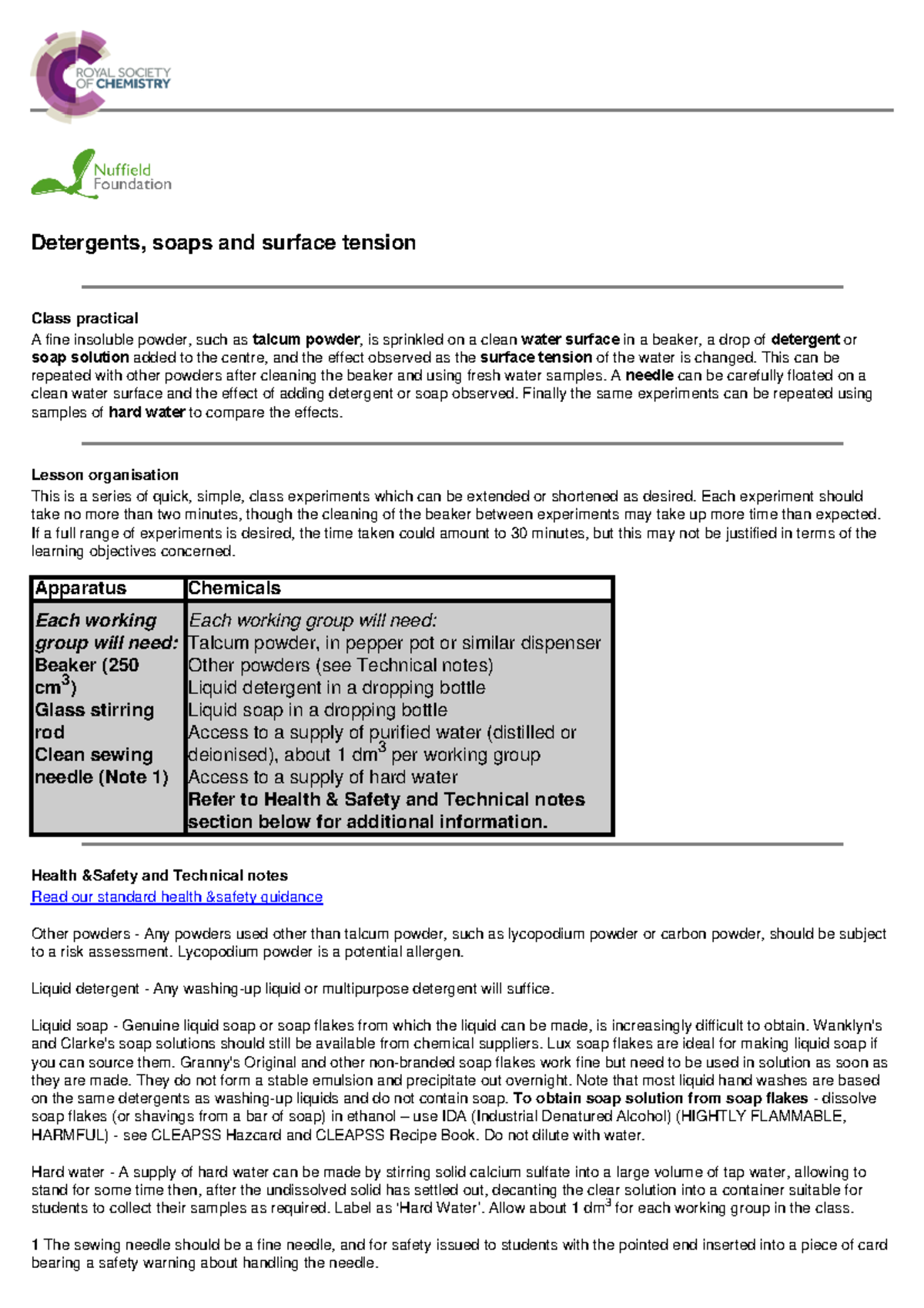 Detergents Soaps And Surface Tension Experiment Rsc E vrogue.co