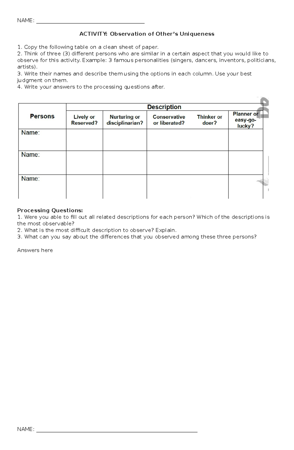 RHGP activity - NAME ...