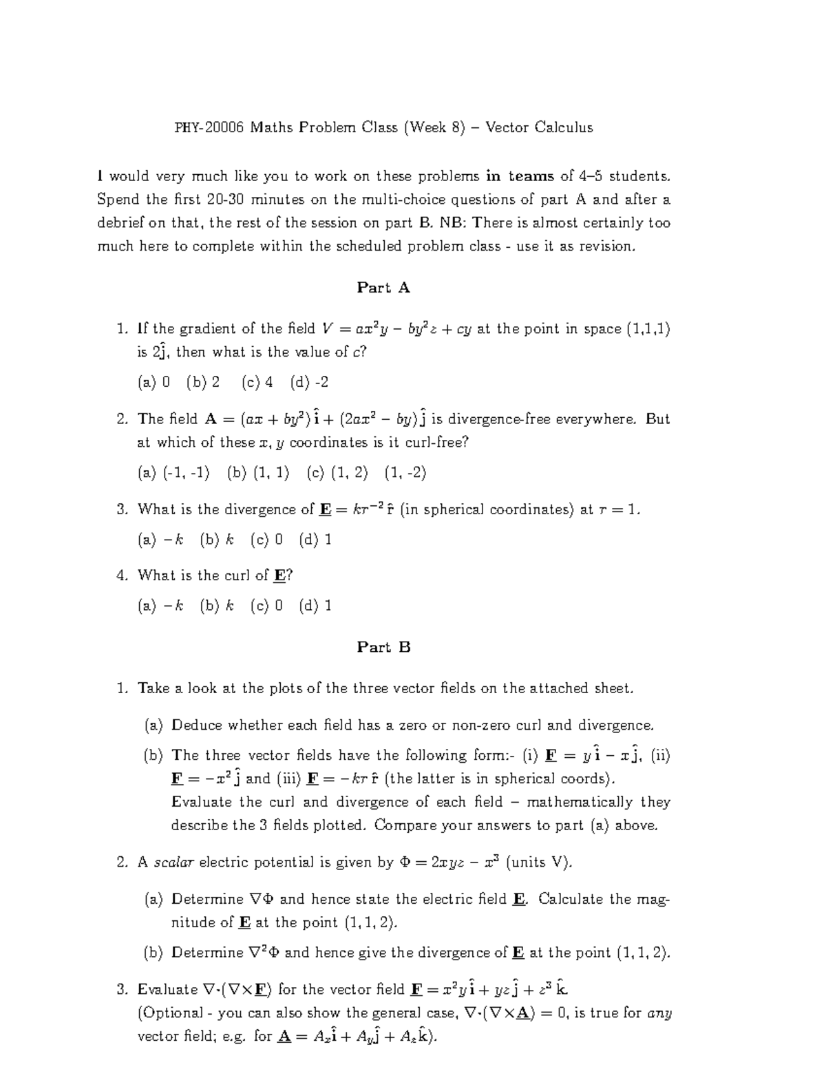 Pclass Maths Wk8 Sem1 Problem Class Week 8 Phy 006 Maths Problem Class Week Studocu