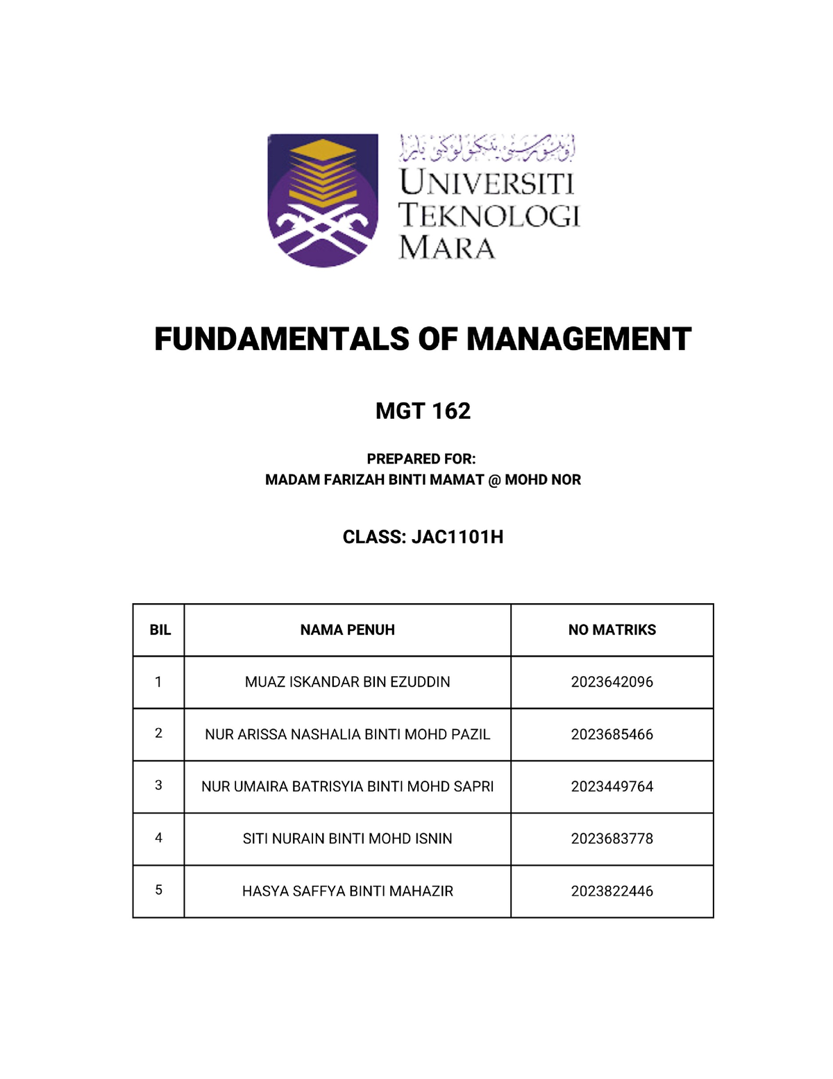 example assignment mgt162