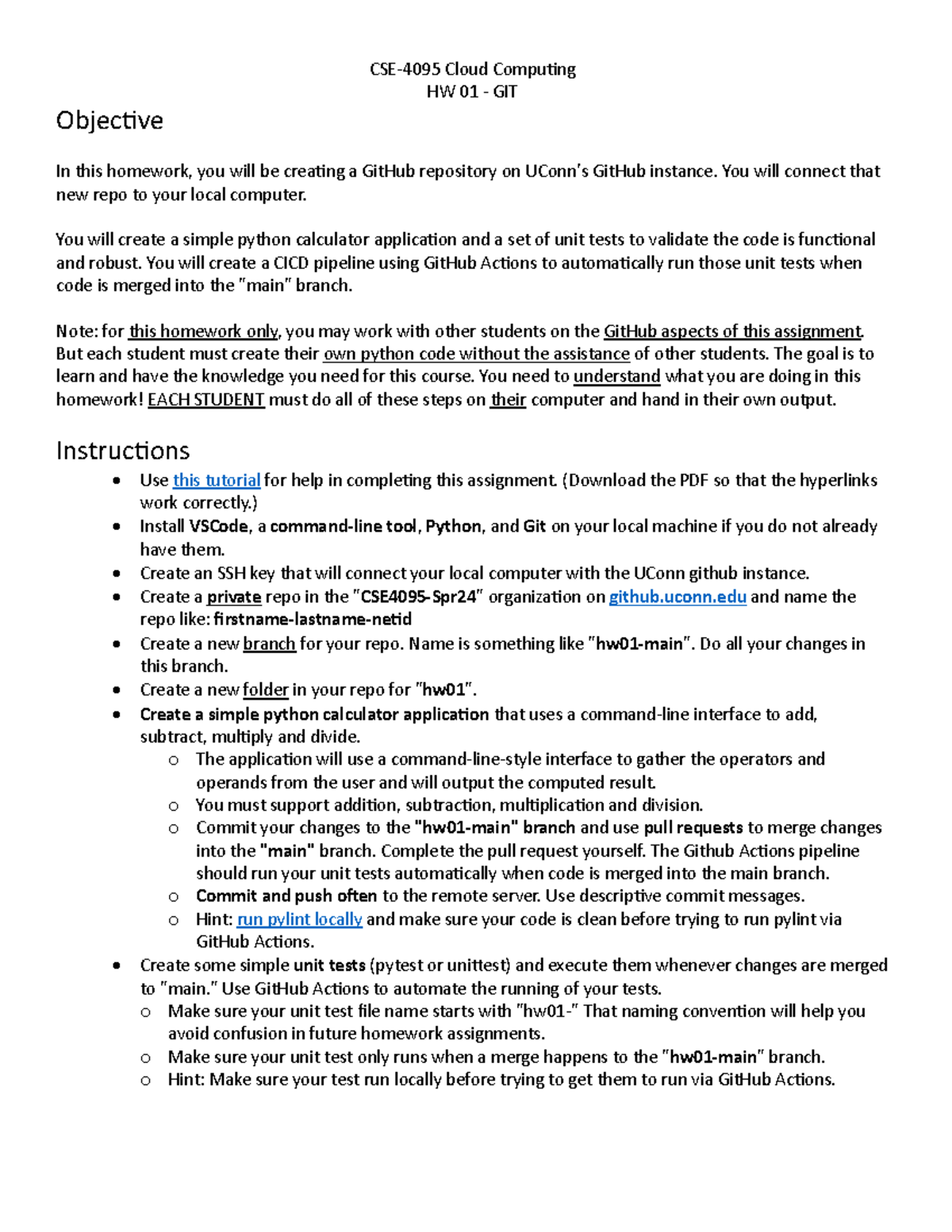 Hw01 - GIT - N/A - CSE-4095 Cloud Compu0ng HW 0 1 - GIT Objec&ve In ...