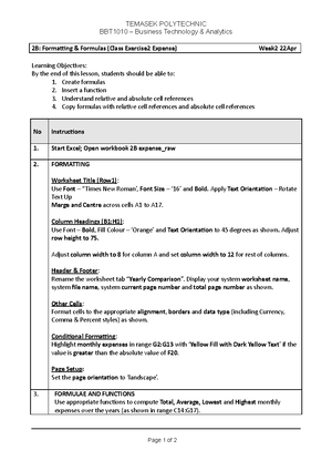 2B Class Exercise 2 expense