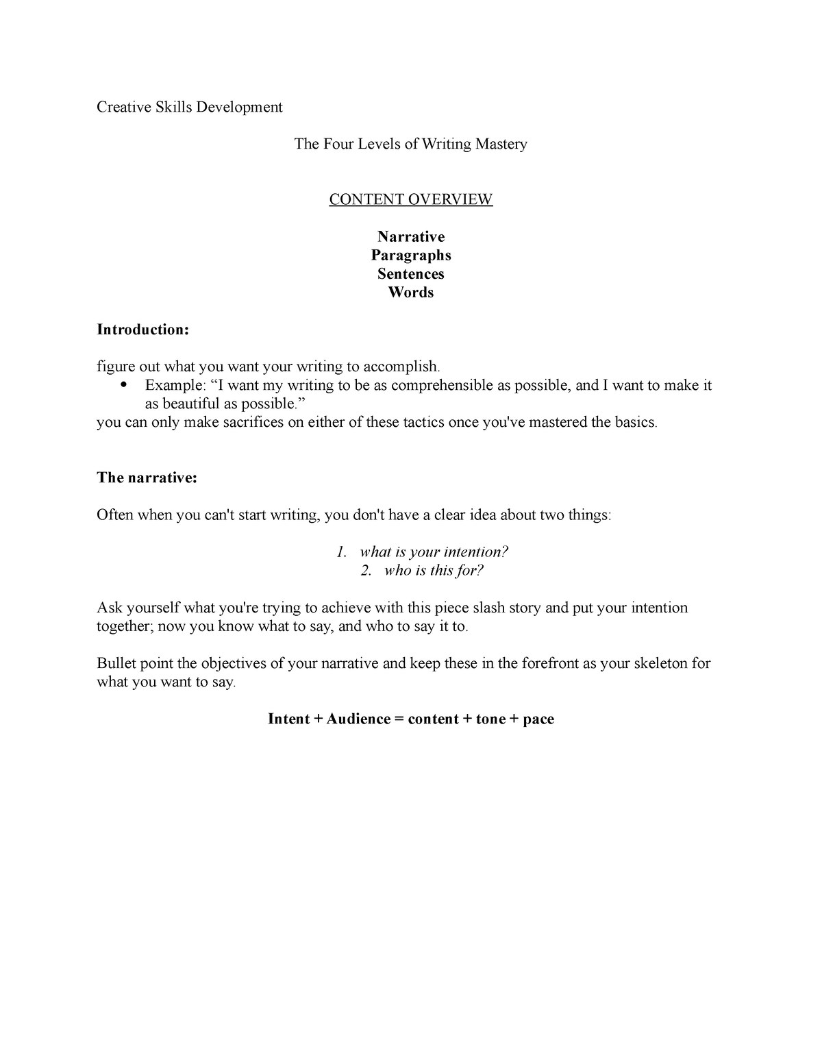 Creative Skills Development - Four Levels of Writing Mastery ...