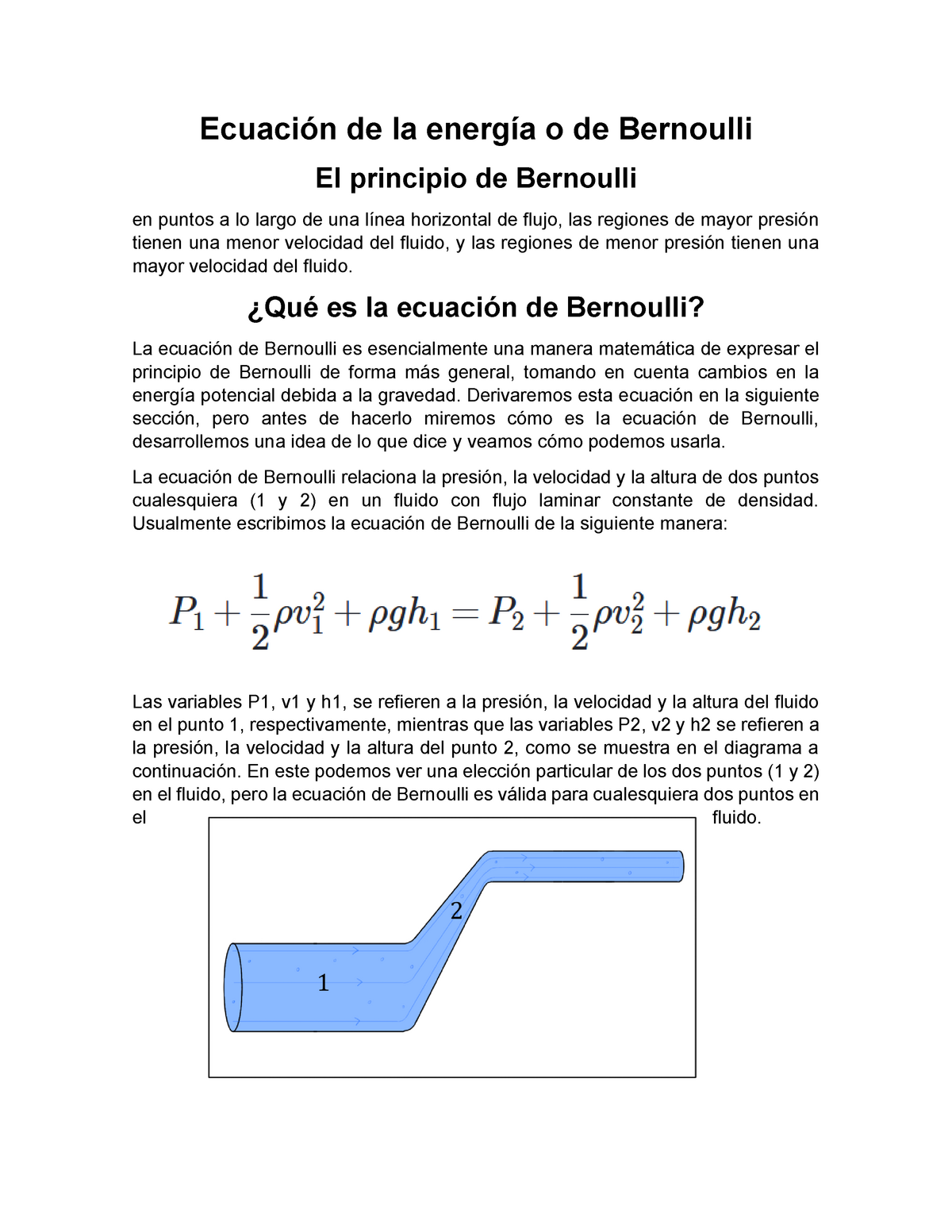 Ecuacion De La Energia Ecuación De La Energía O De Bernoulli El Principio De Bernoulli En 1111