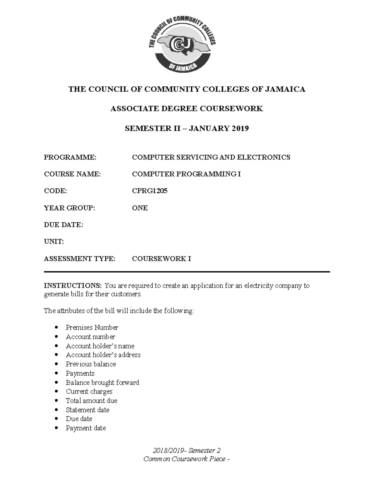 Computer Programming I - CW I 2019 - THE COUNCIL OF COMMUNITY COLLEGES ...