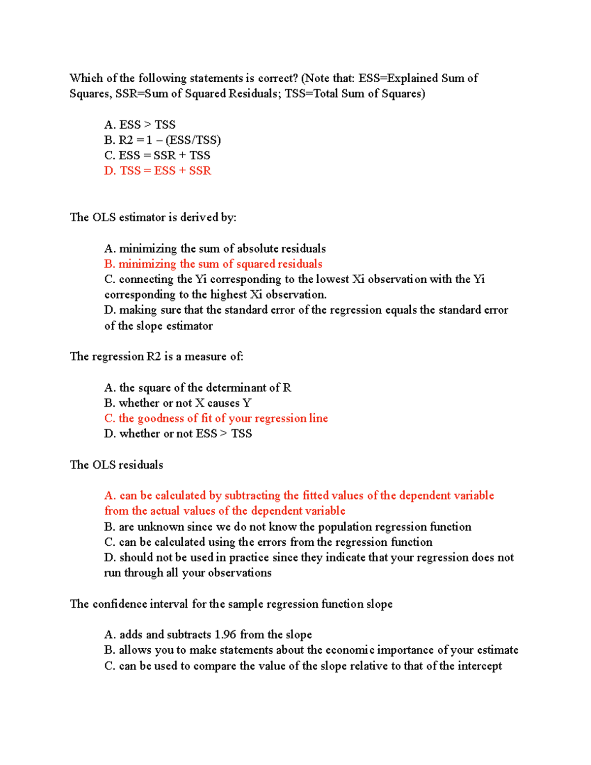 ECON - Multiple Choice - Which Of The Following Statements Is Correct ...