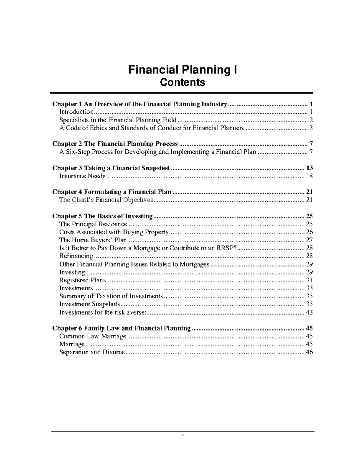 Financial P1 Course - Ii Financial Planning I Chapter 1 An Overview Of ...