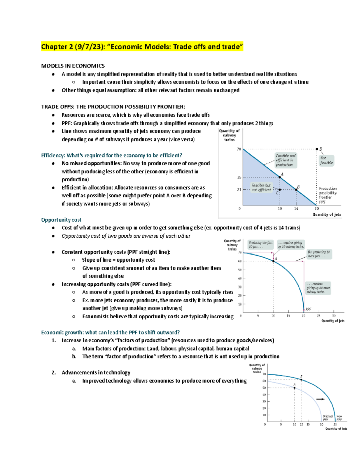 Micro Economics Notes - Chapter 2 (9/7/23): “Economic Models: Trade ...