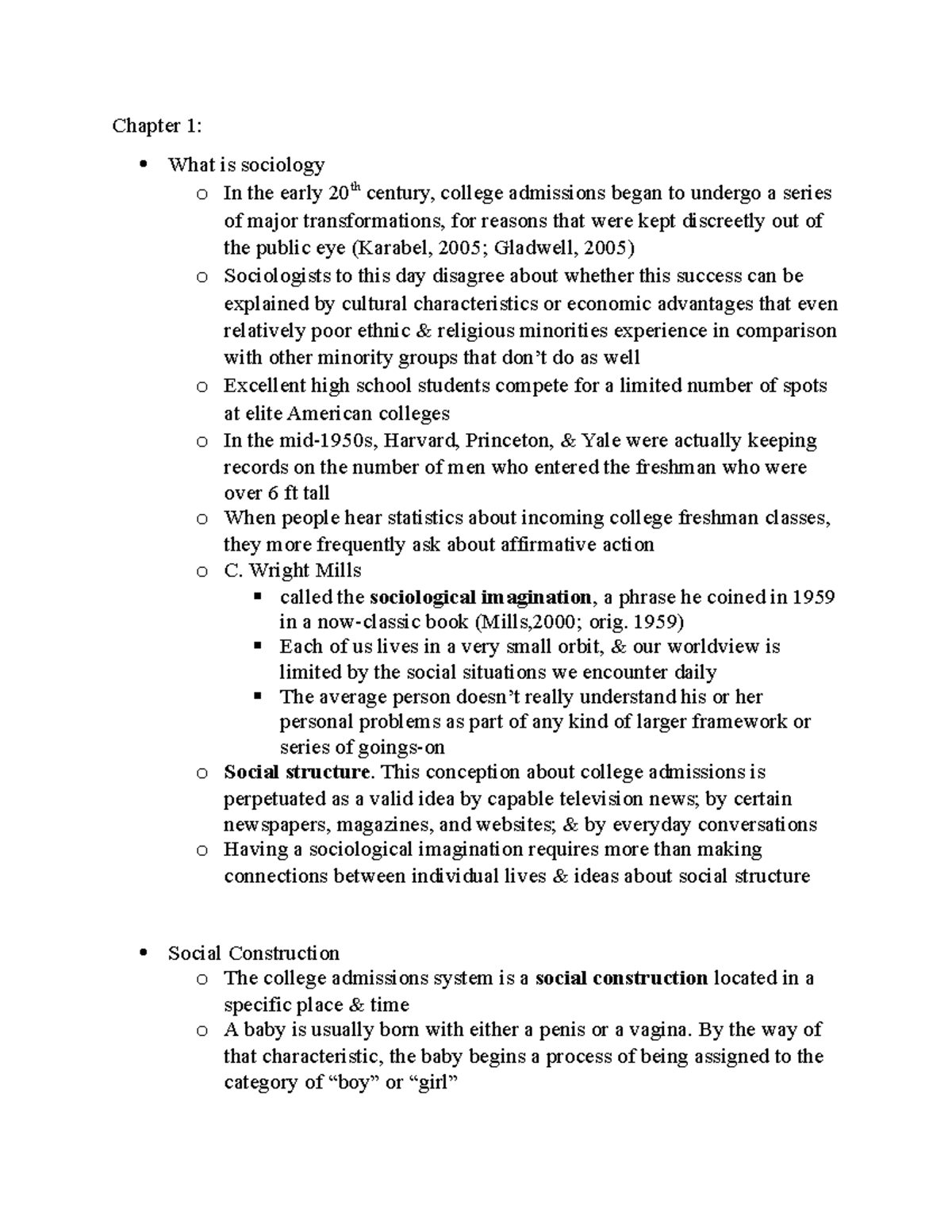 Sociology Chapter 1 - Read the book and took notes over everything ...