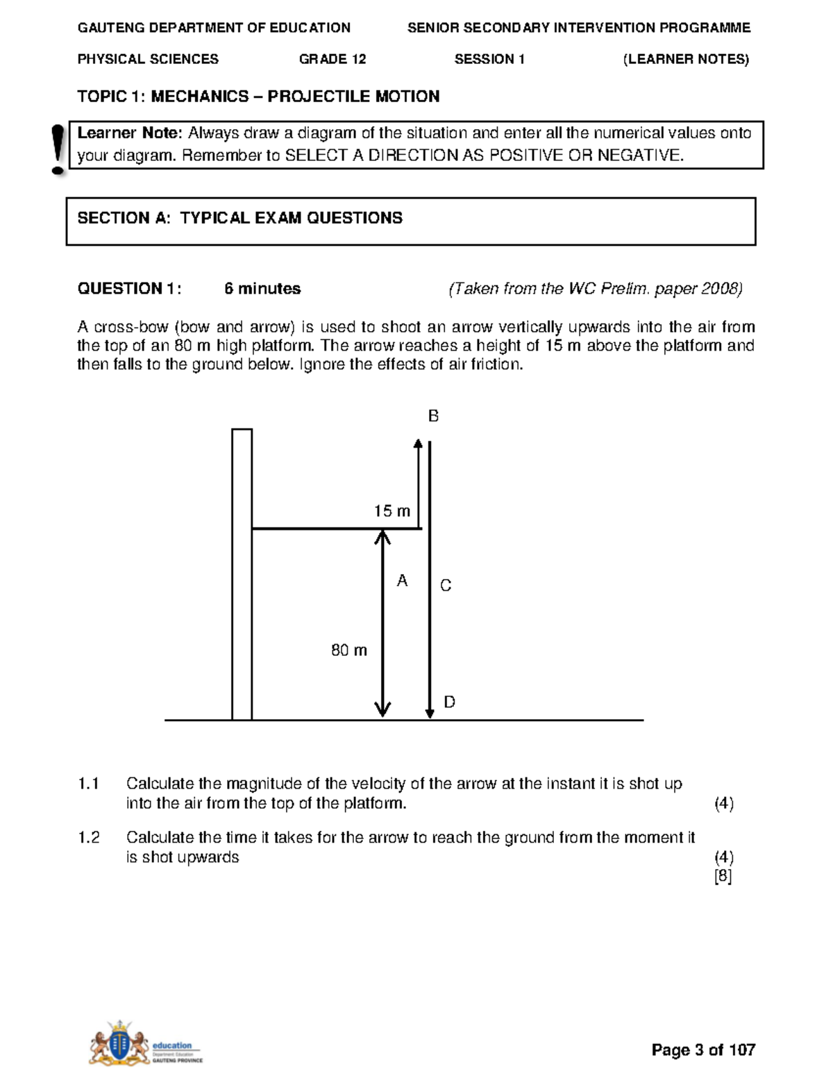 Grade 12 Physics Learner Notes P1 - PHYSICAL SCIENCES GRADE 12 SESSION ...