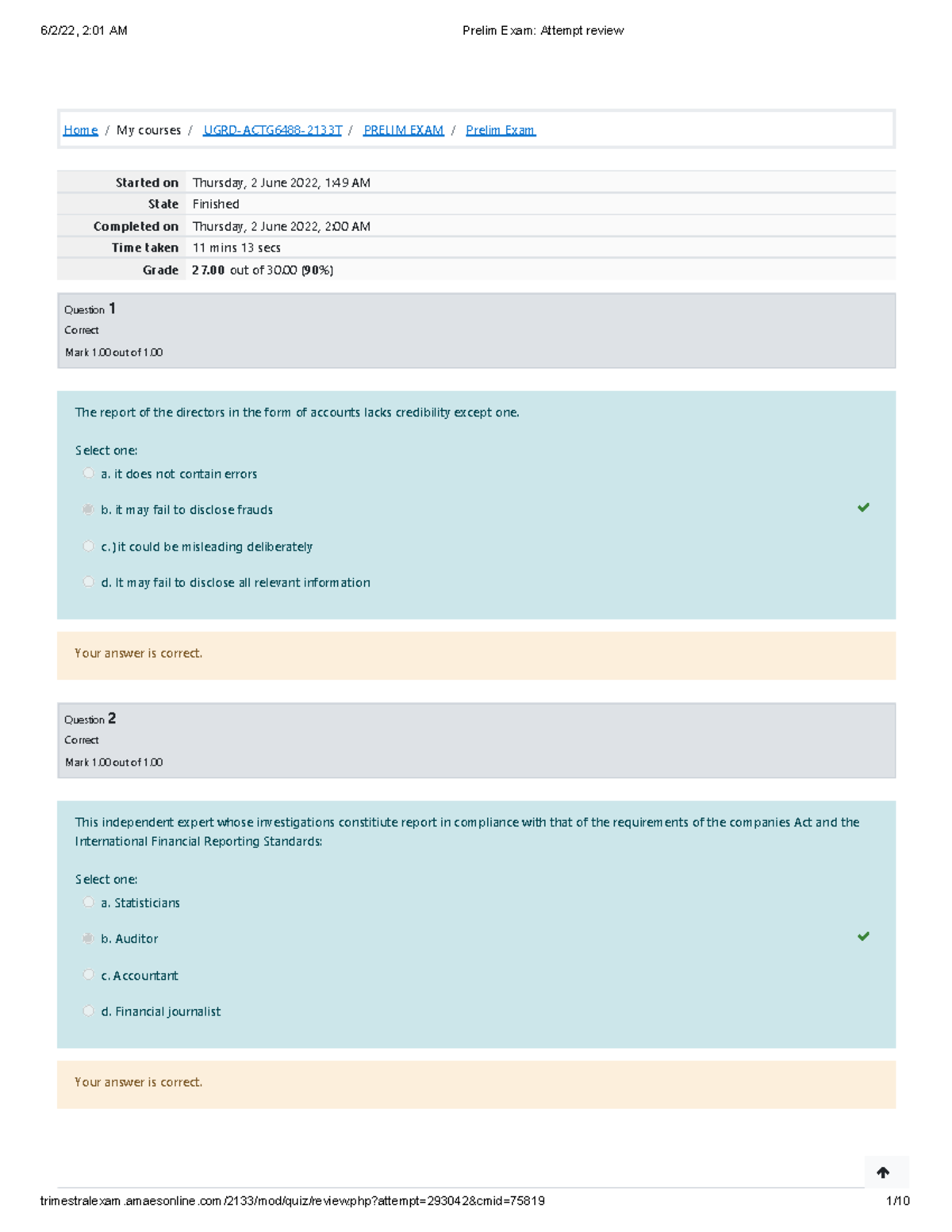 PE A2 ACTG6488 - P Exam attempt - Home/My courses/ UGRD-ACTG6488-2133T ...