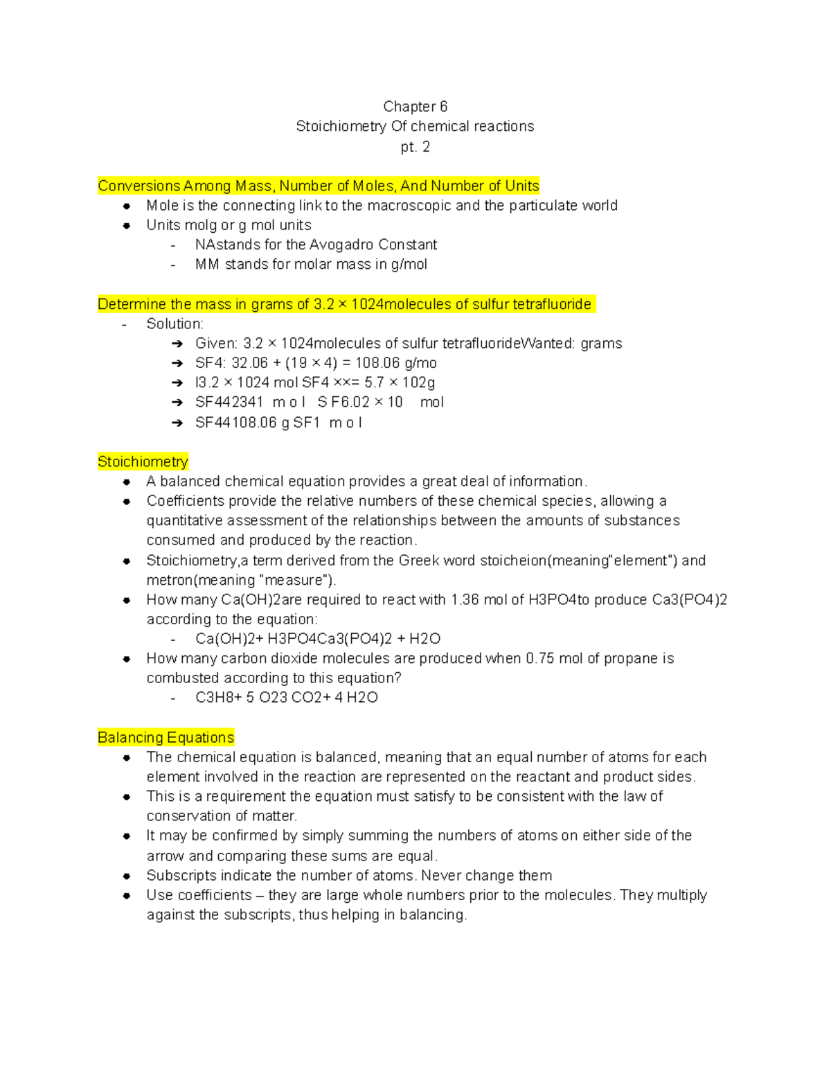 Chapter 6 pt. 2 - Lecture notes 18 - Chapter 6 Stoichiometry Of ...