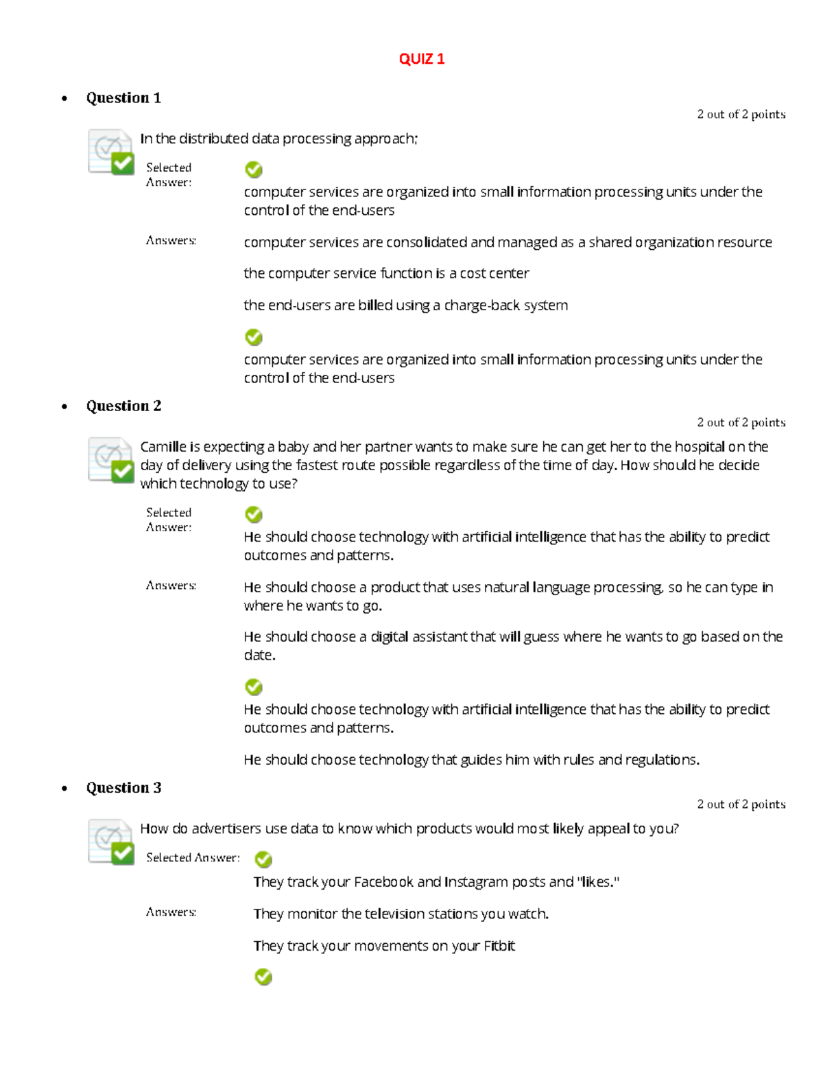 Eyeteahop-all-kiwizest - QUIZ 1 • Question 1 2 out of 2 points In the ...